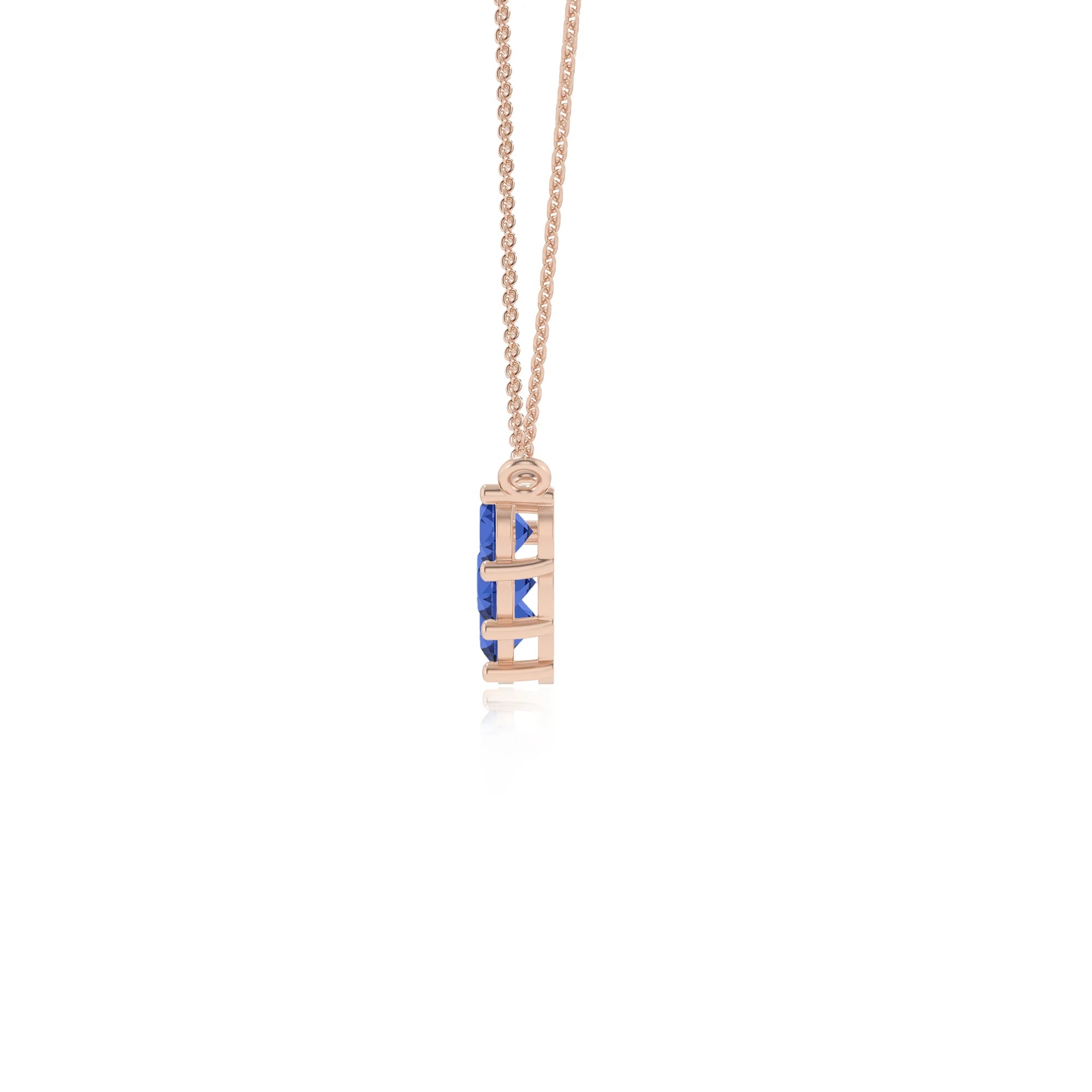 lab grown blue-sapphire round bar necklaces in rose gold