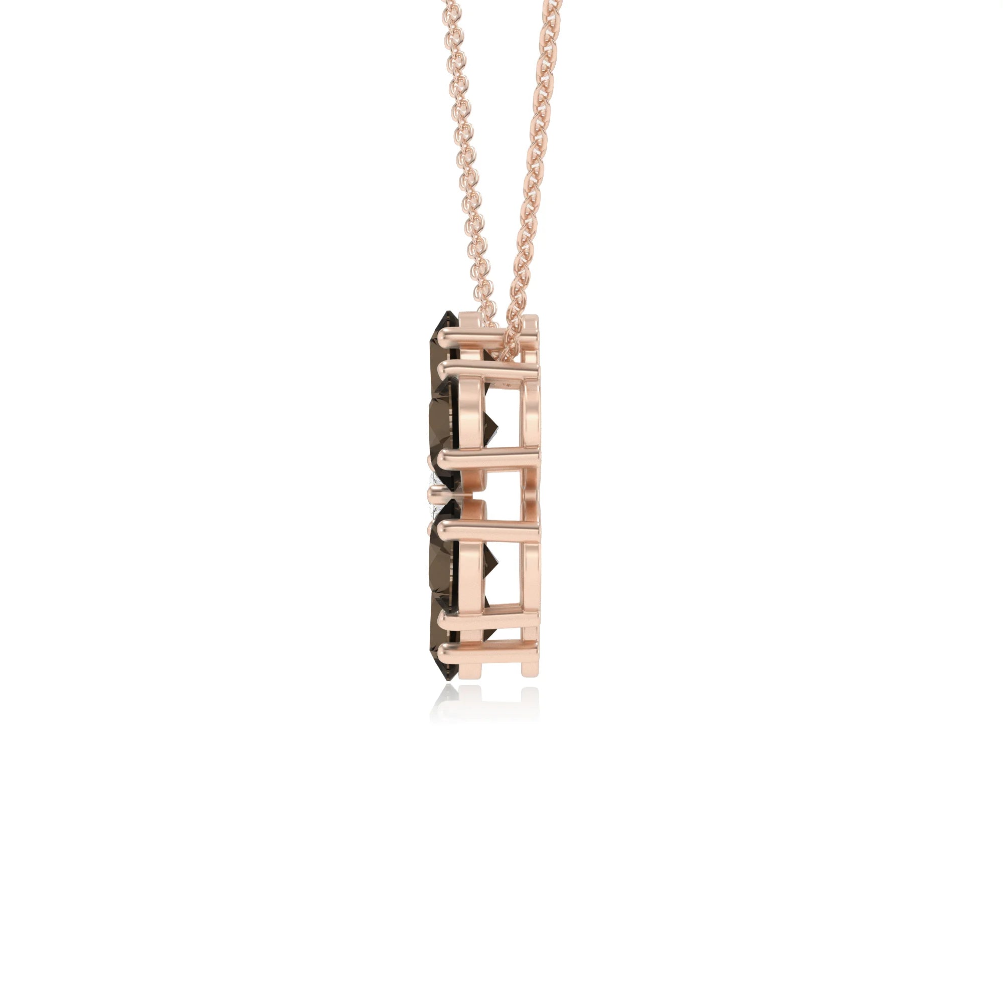 natural smoky-quartz pear solitaire necklaces in rose gold