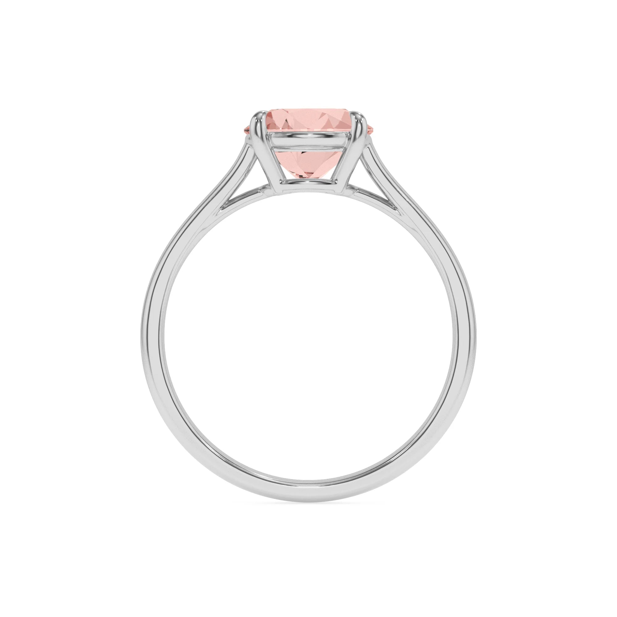 lab grown morganite round solitaire rings in platinum