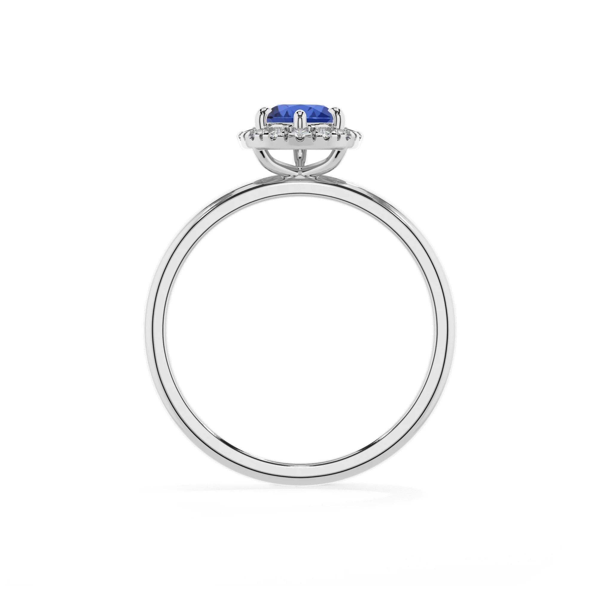lab grown blue-sapphire pear solitaire rings in platinum