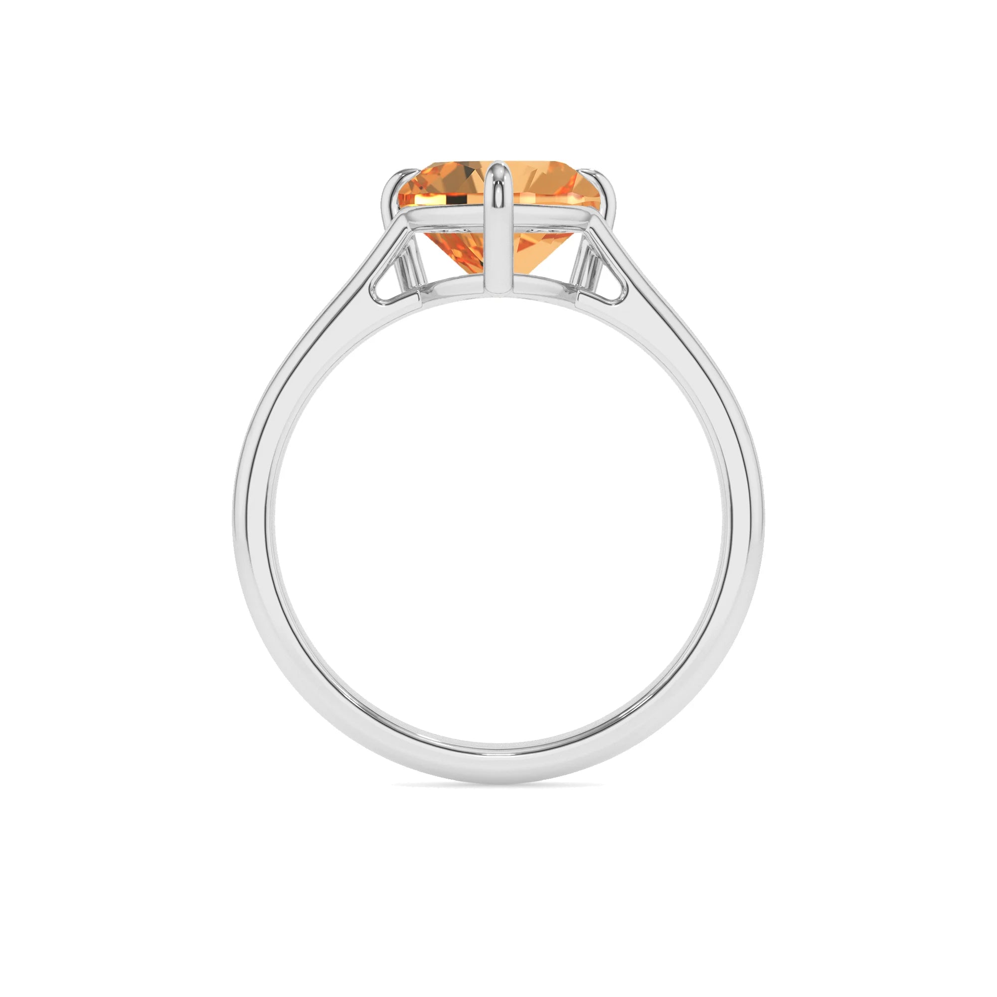lab grown citrine heart solitaire rings in white gold