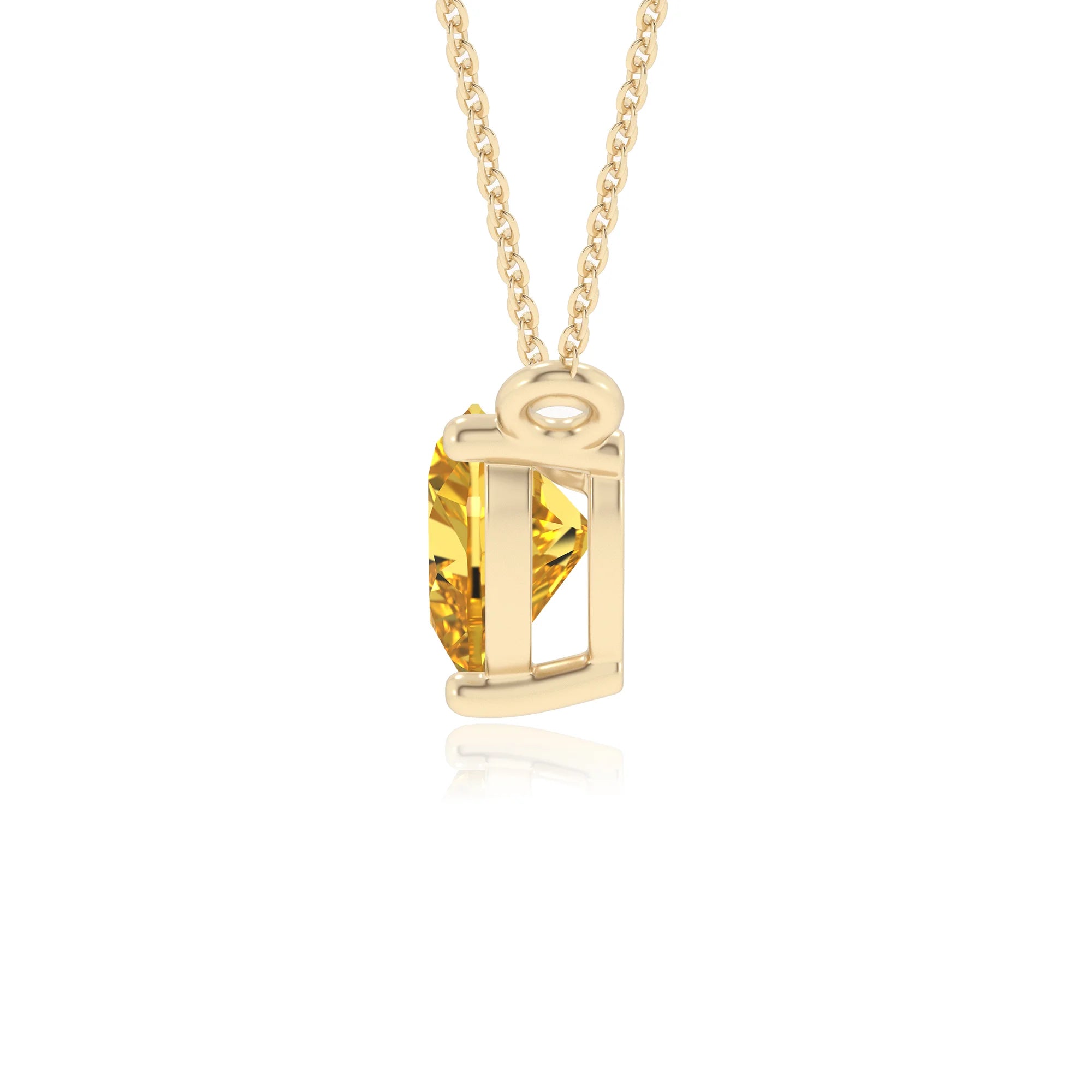 lab grown yellow-sapphire heart solitaire necklaces in yellow gold