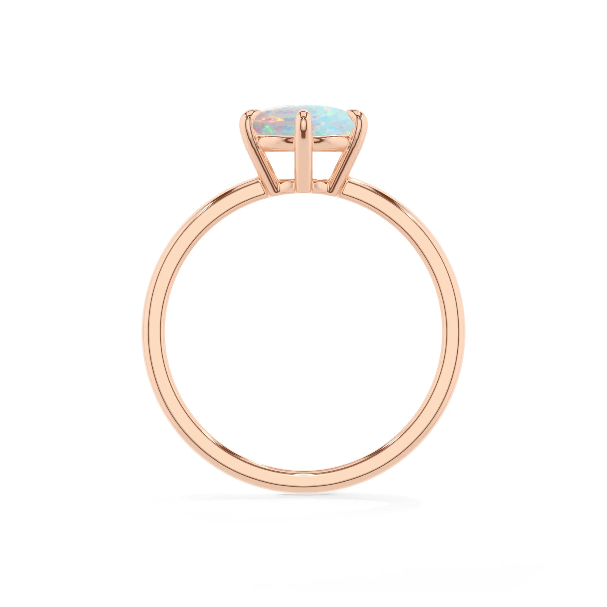 lab grown opal round solitaire rings in rose gold