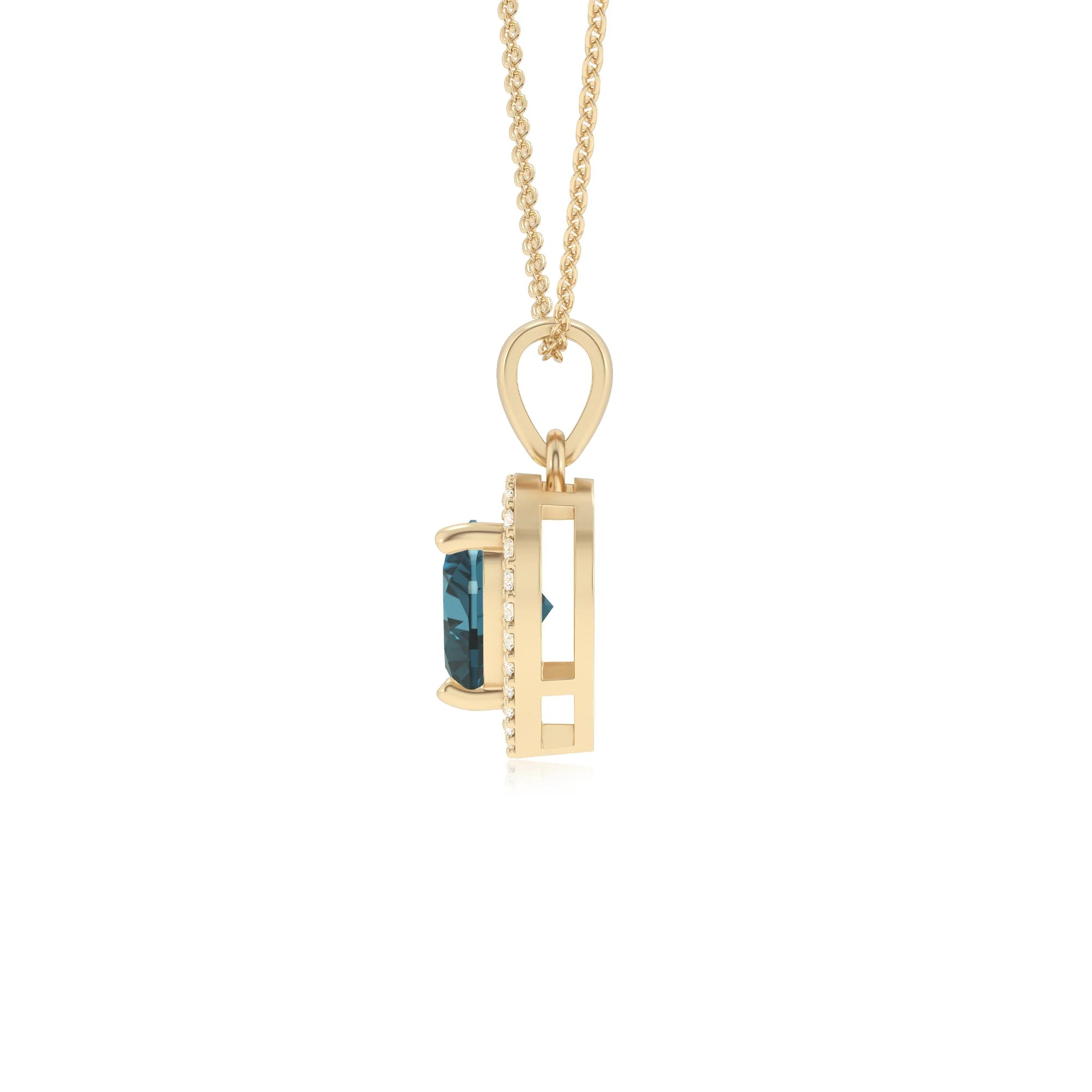 natural london-blue-topaz heart solitaire necklaces in yellow gold
