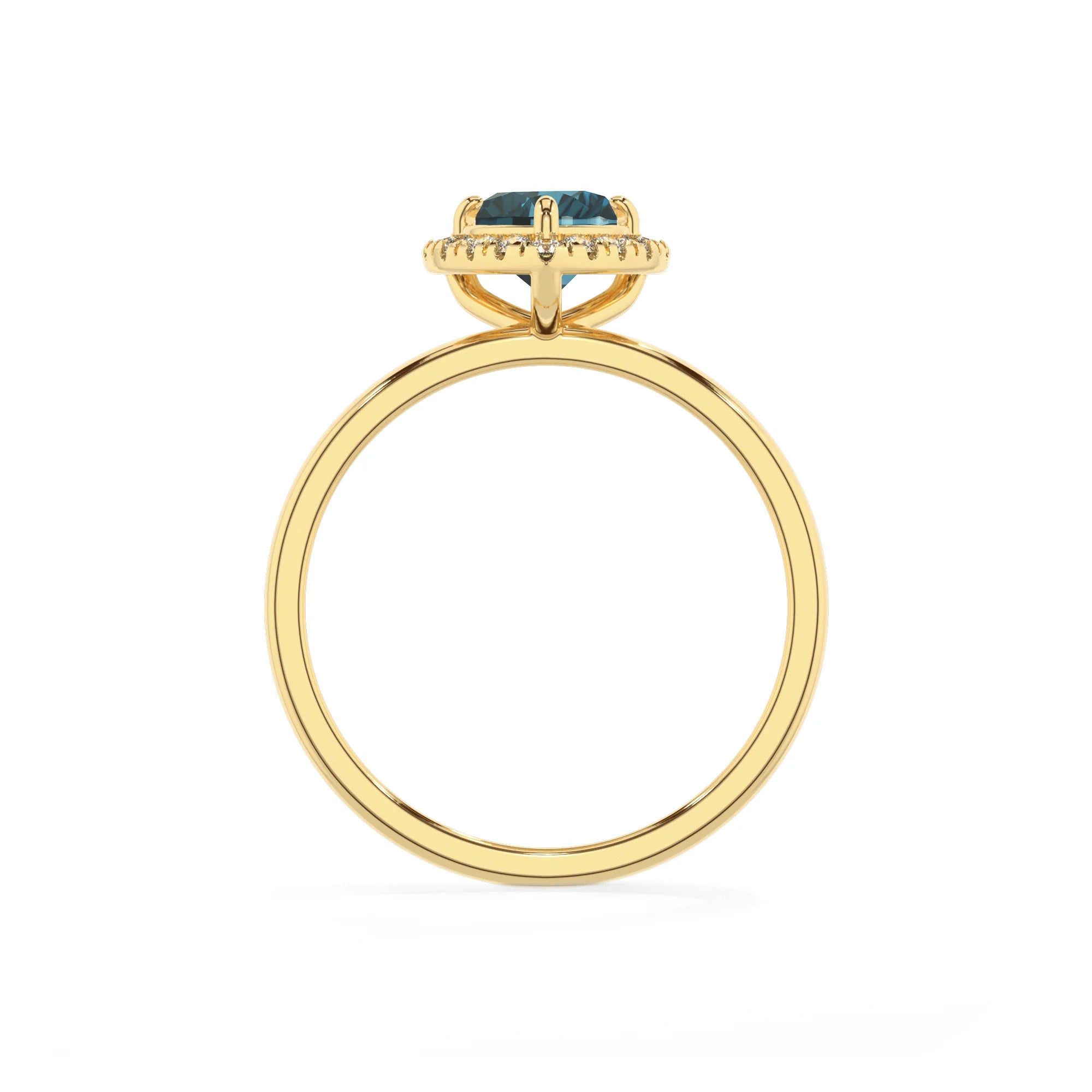 natural london-blue-topaz heart solitaire rings in yellow gold