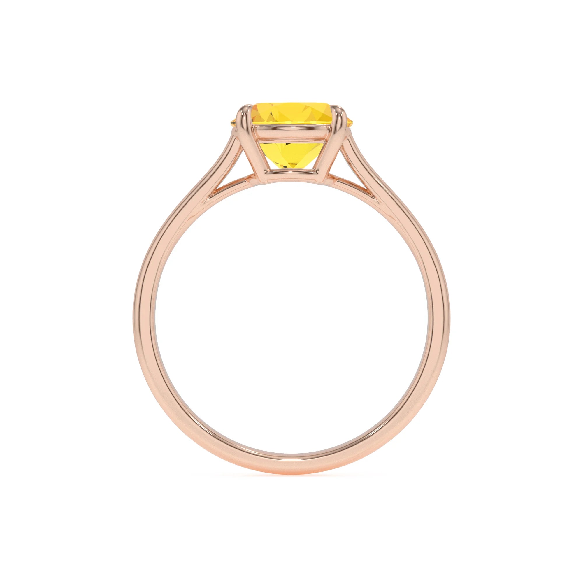 lab grown yellow-sapphire round solitaire rings in rose gold