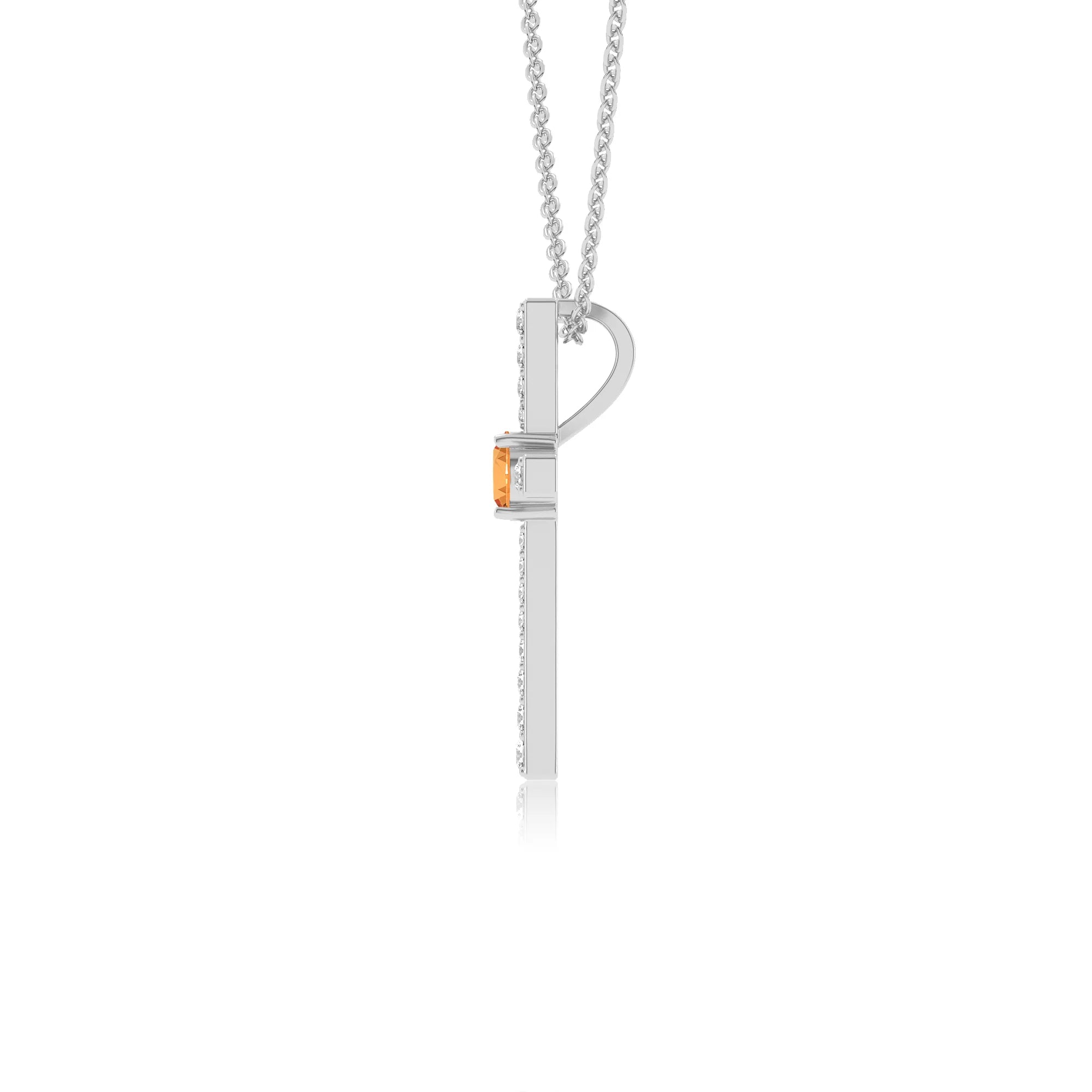 lab grown citrine round infinity necklaces in white gold