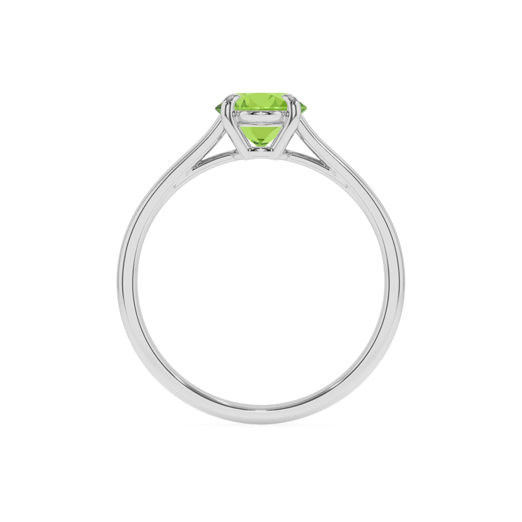 natural peridot oval solitaire rings in white gold