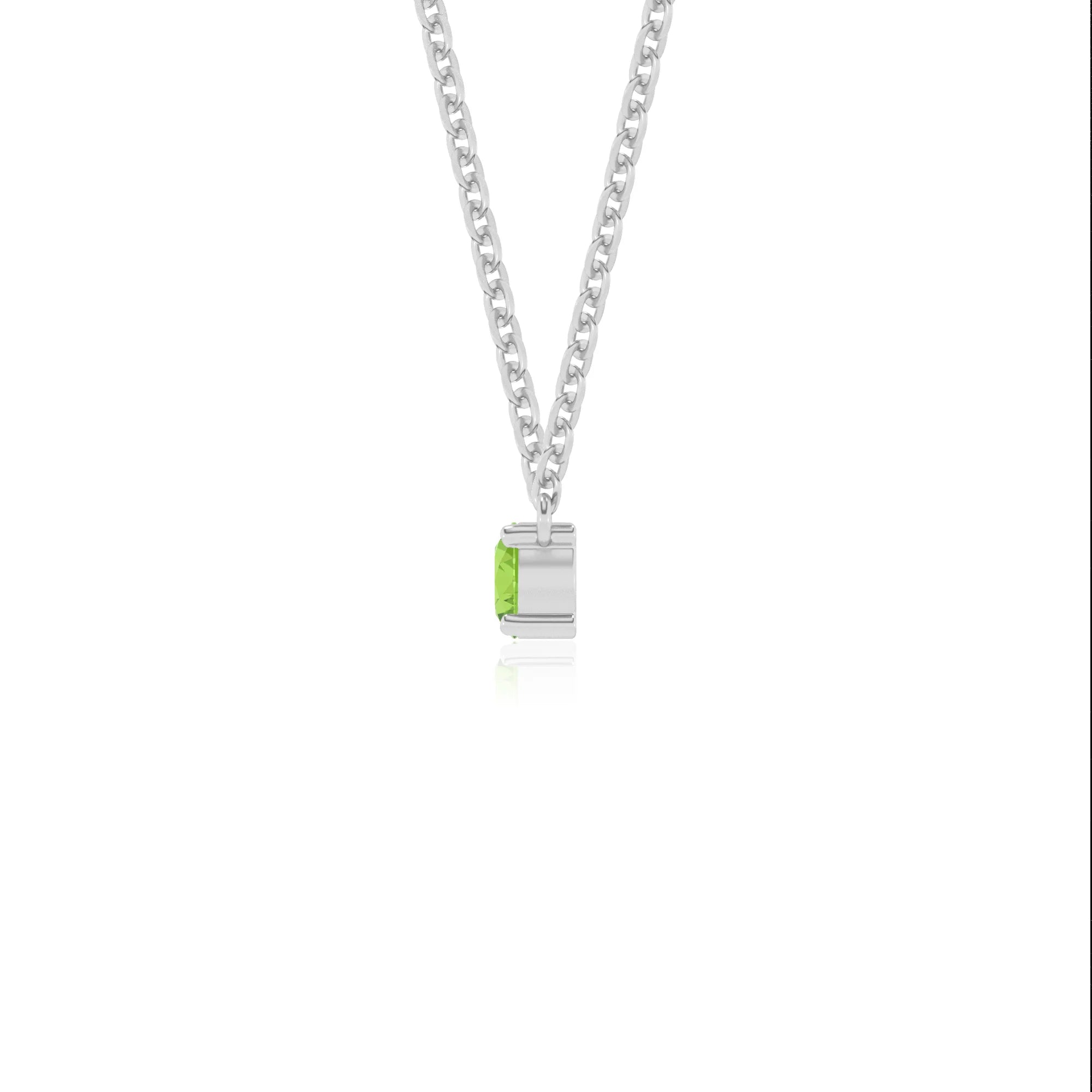 natural peridot round bar v-bale necklaces in sterling silver