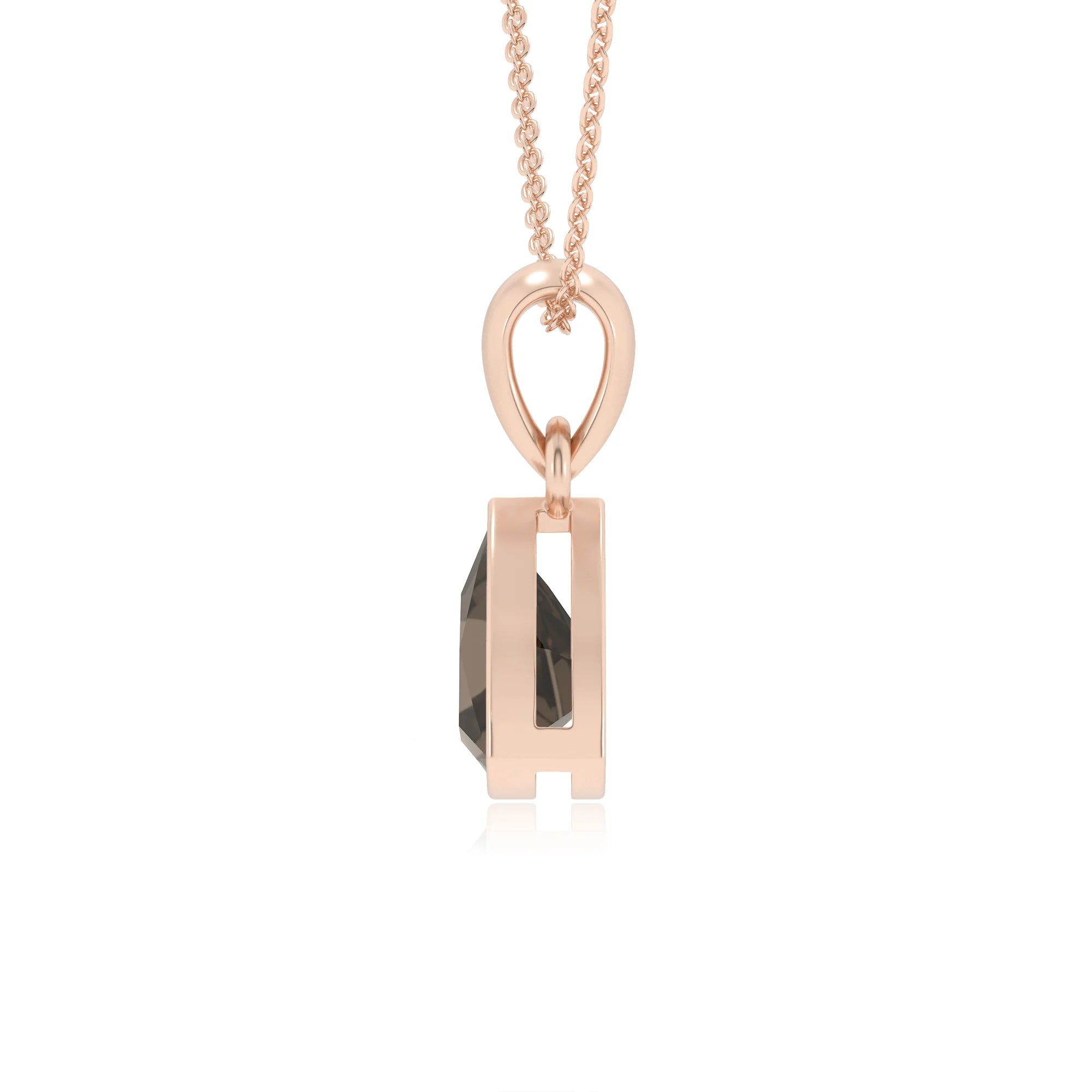 natural smoky-quartz trillion solitaire necklaces in rose gold
