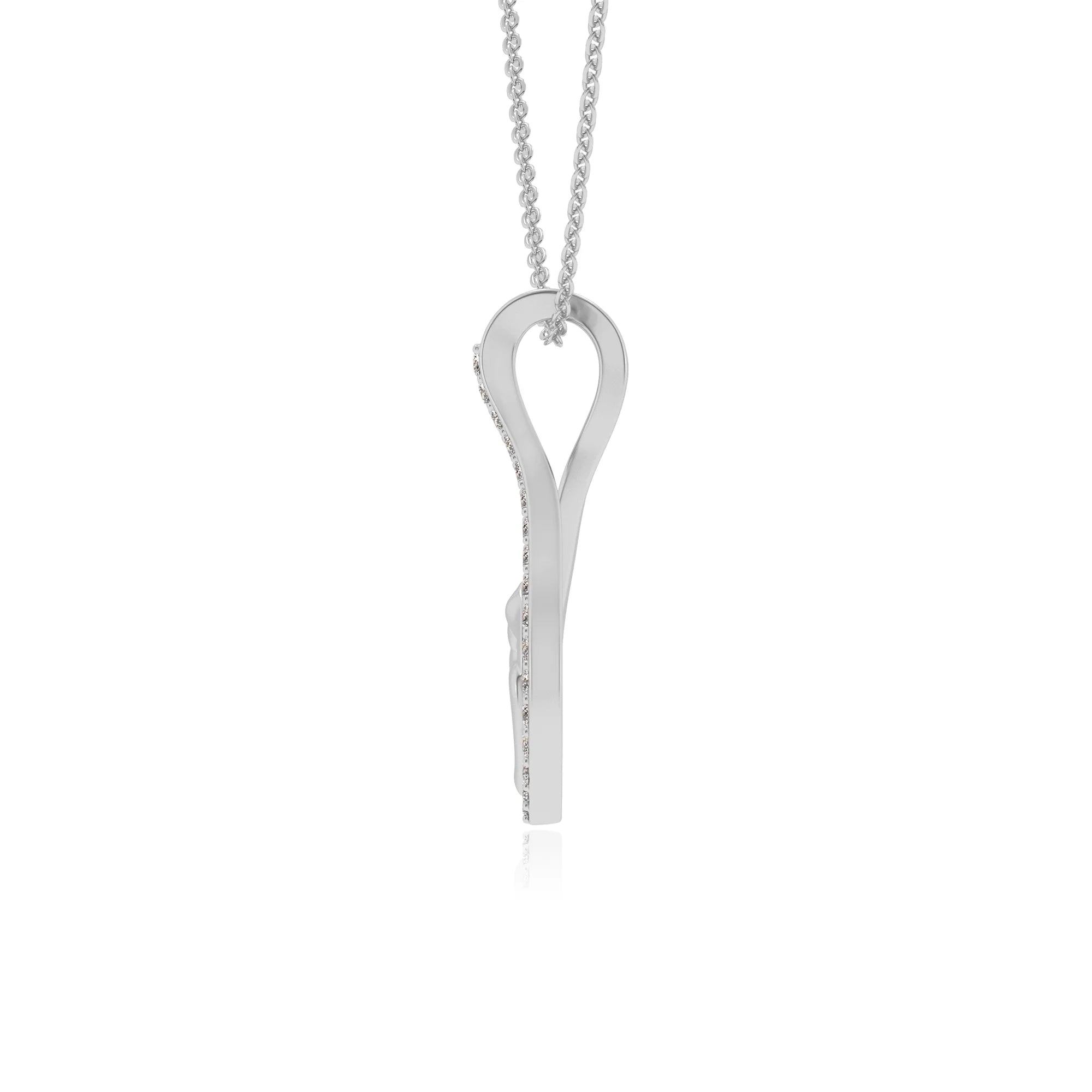 lab grown moissanite round necklaces in white gold