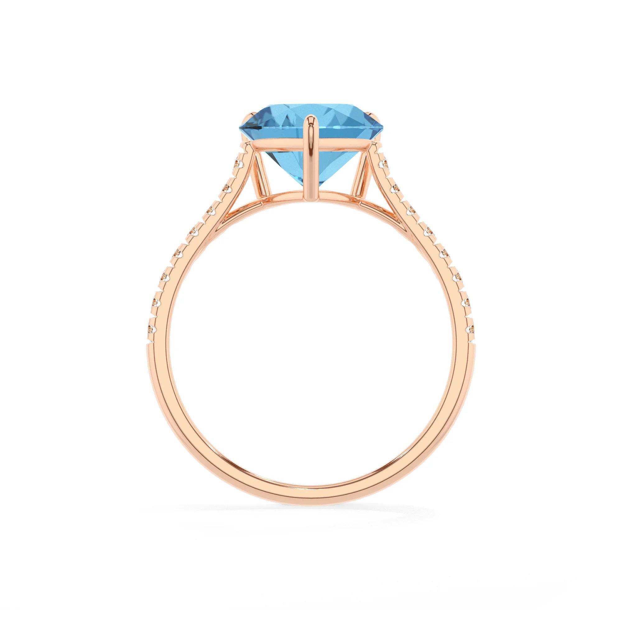 natural swiss-blue-topaz heart half eternity solitaire engagement rings in rose gold