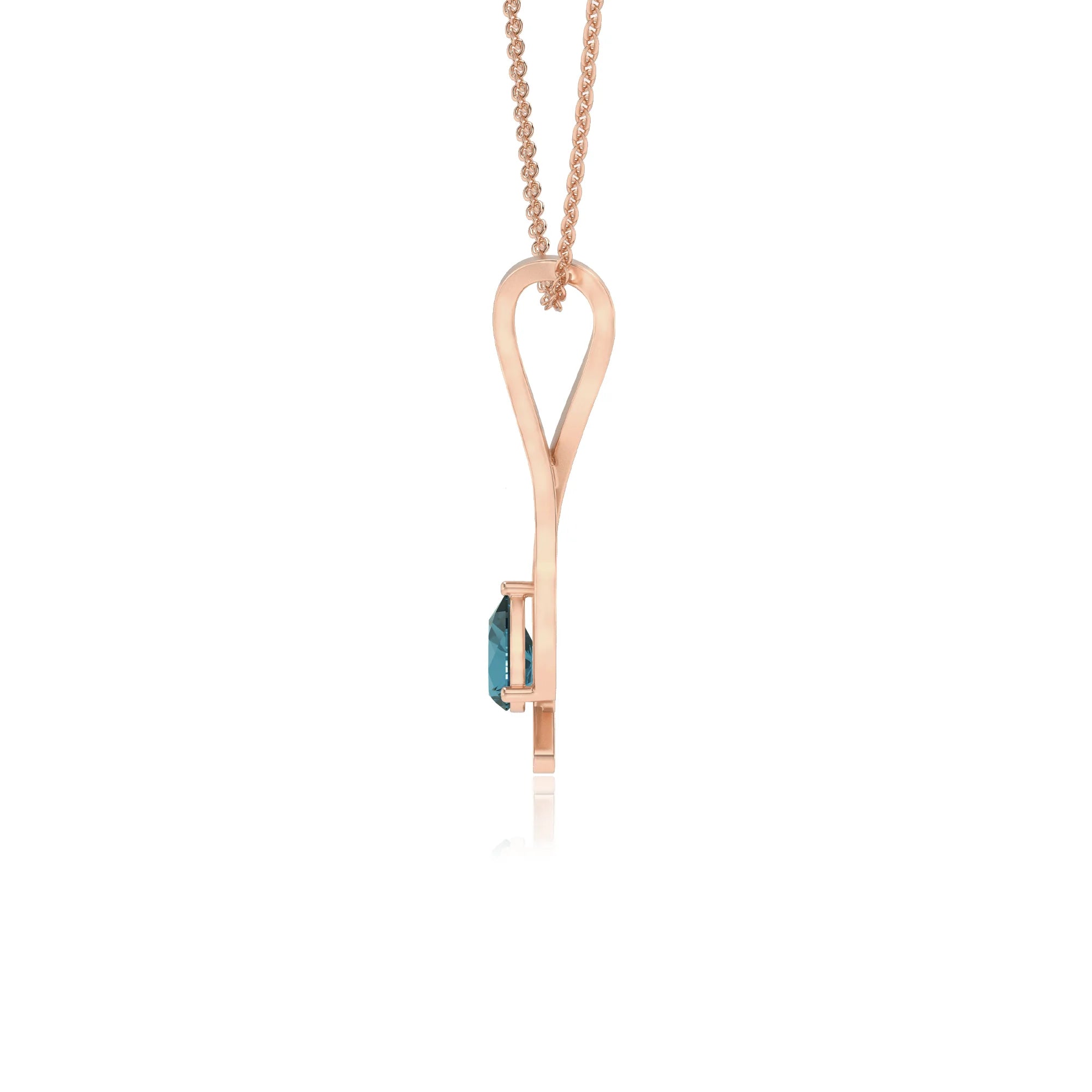 natural london-blue-topaz pear solitaire necklaces in rose gold