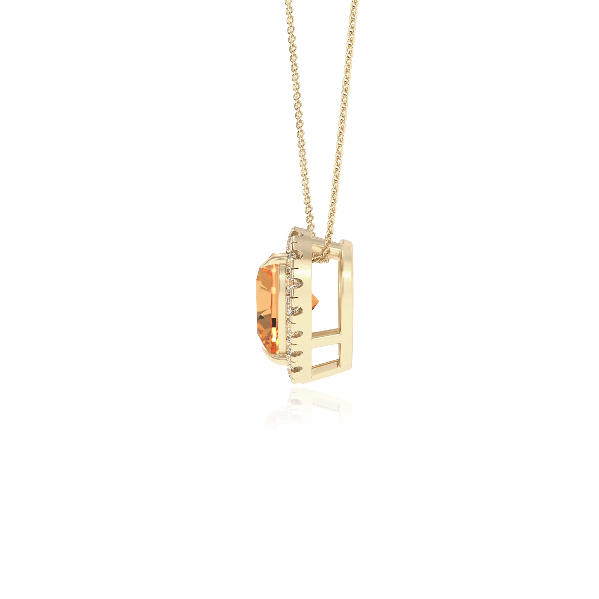 lab grown citrine heart solitaire necklaces in yellow gold