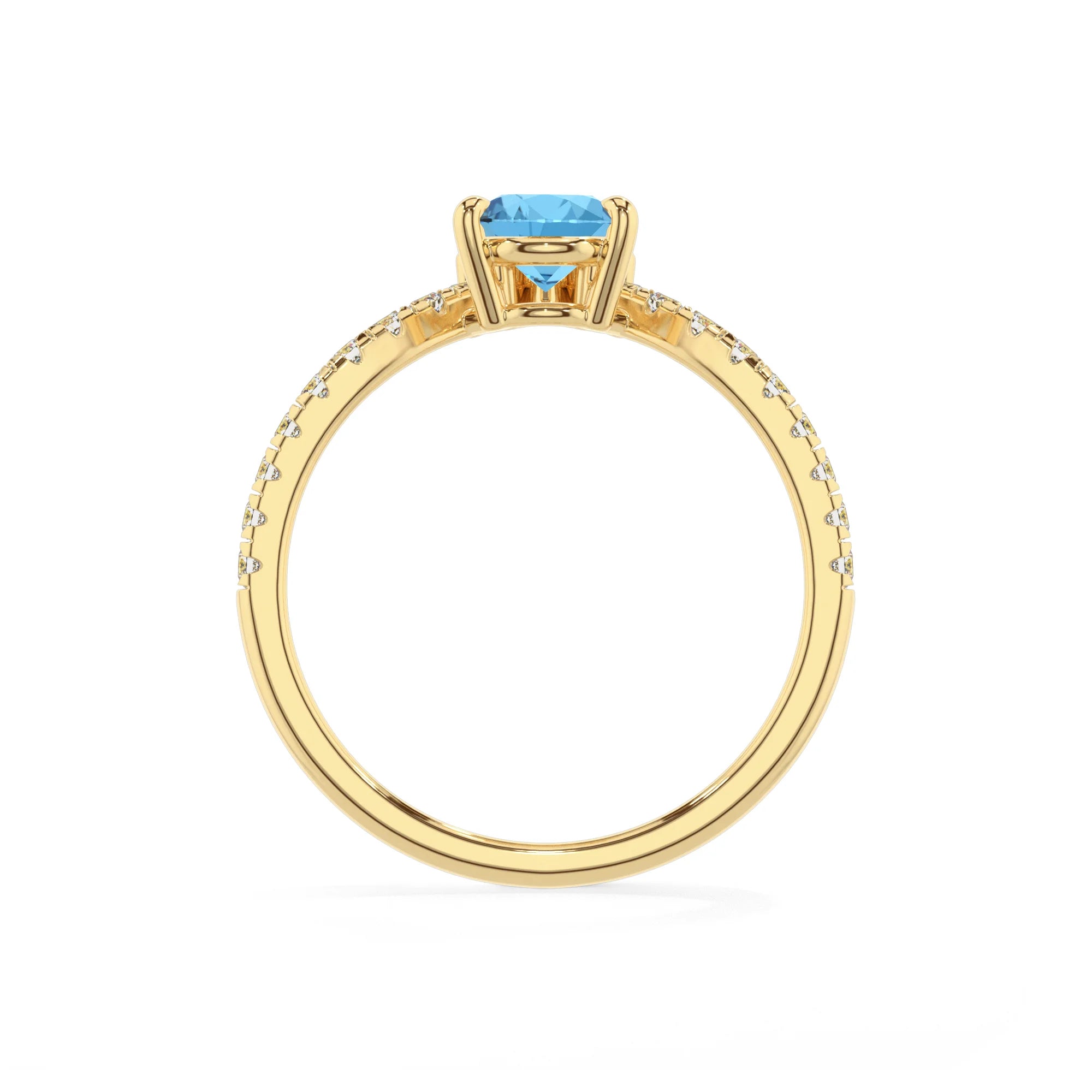 natural swiss-blue-topaz pear solitaire rings in yellow gold