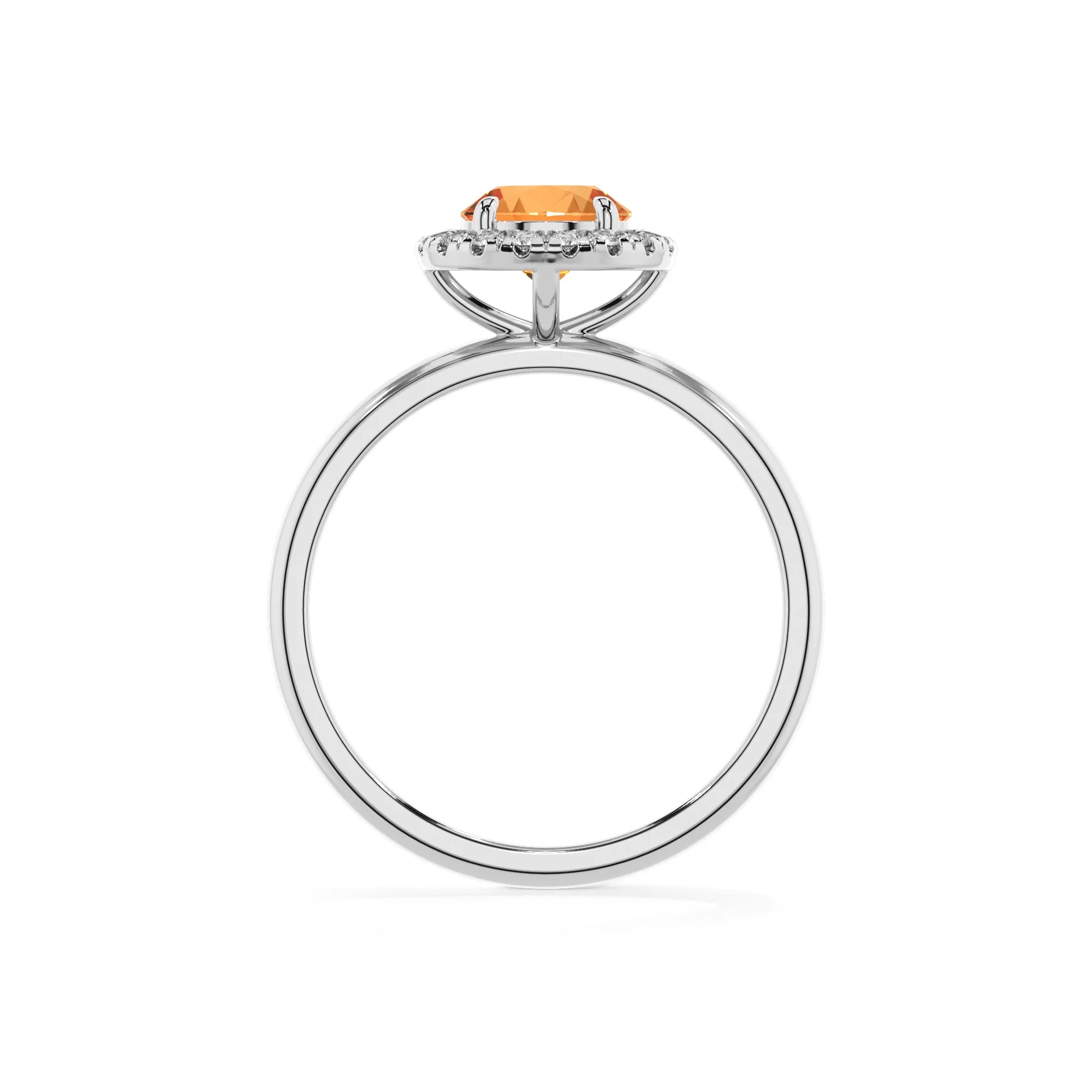lab grown citrine round solitaire rings in white gold