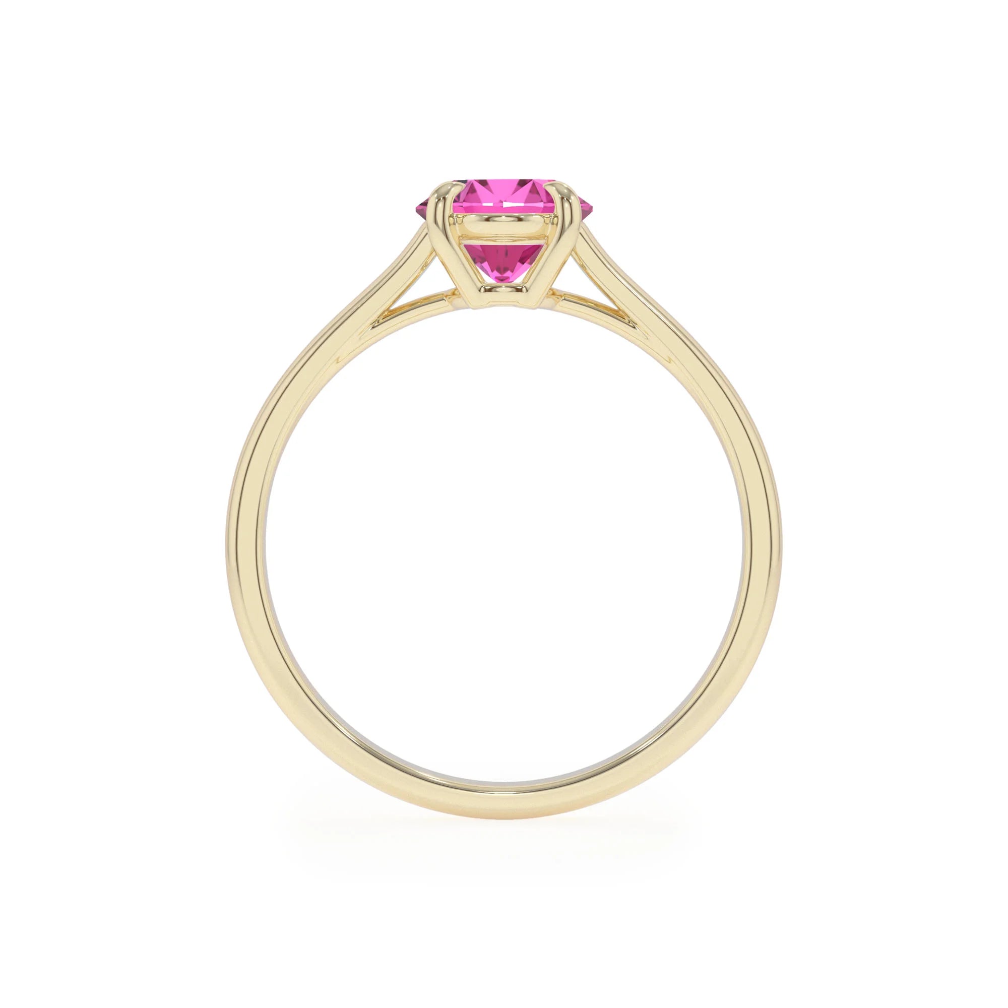 lab grown pink-sapphire oval solitaire rings in yellow gold