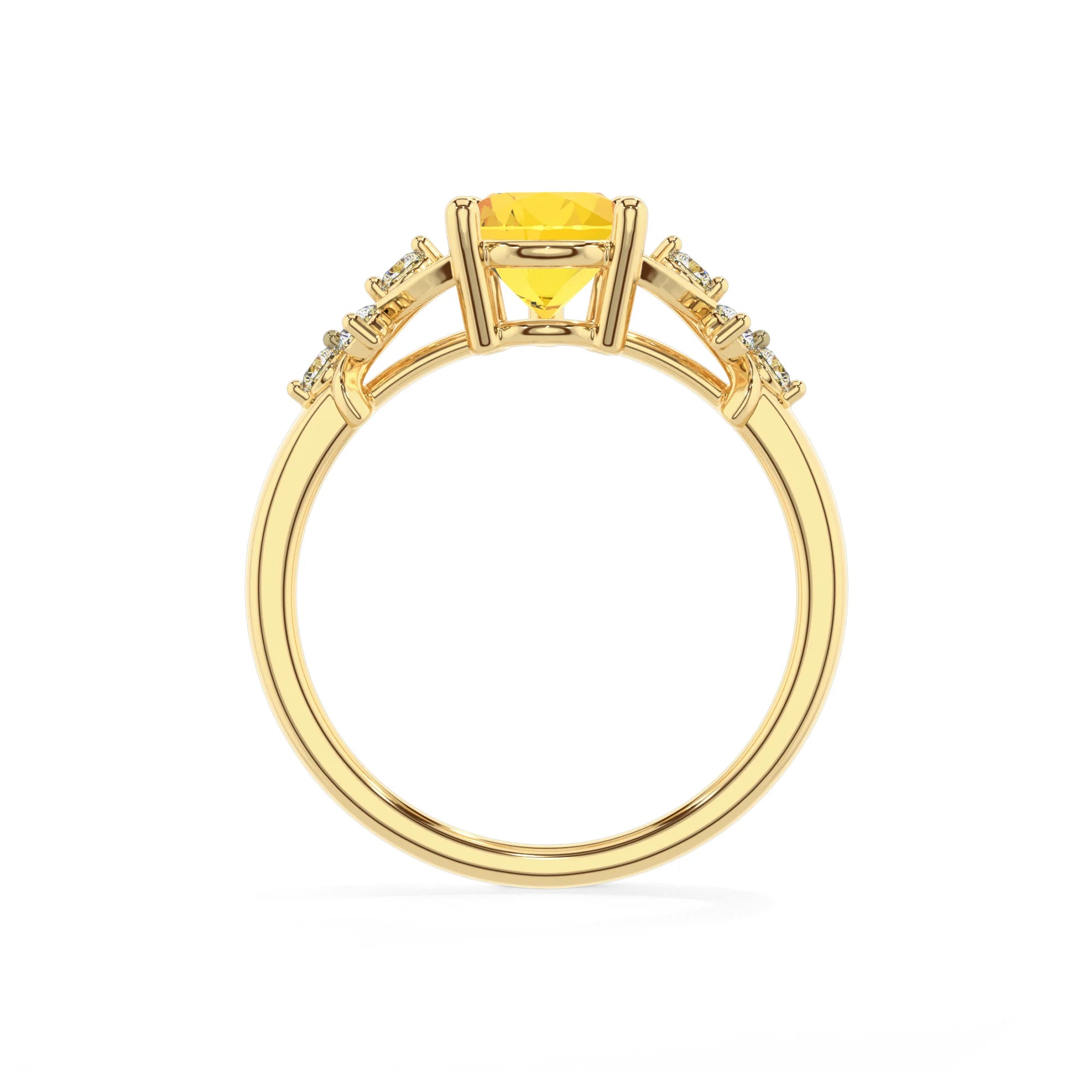 lab grown yellow-sapphire pear solitaire rings in yellow gold