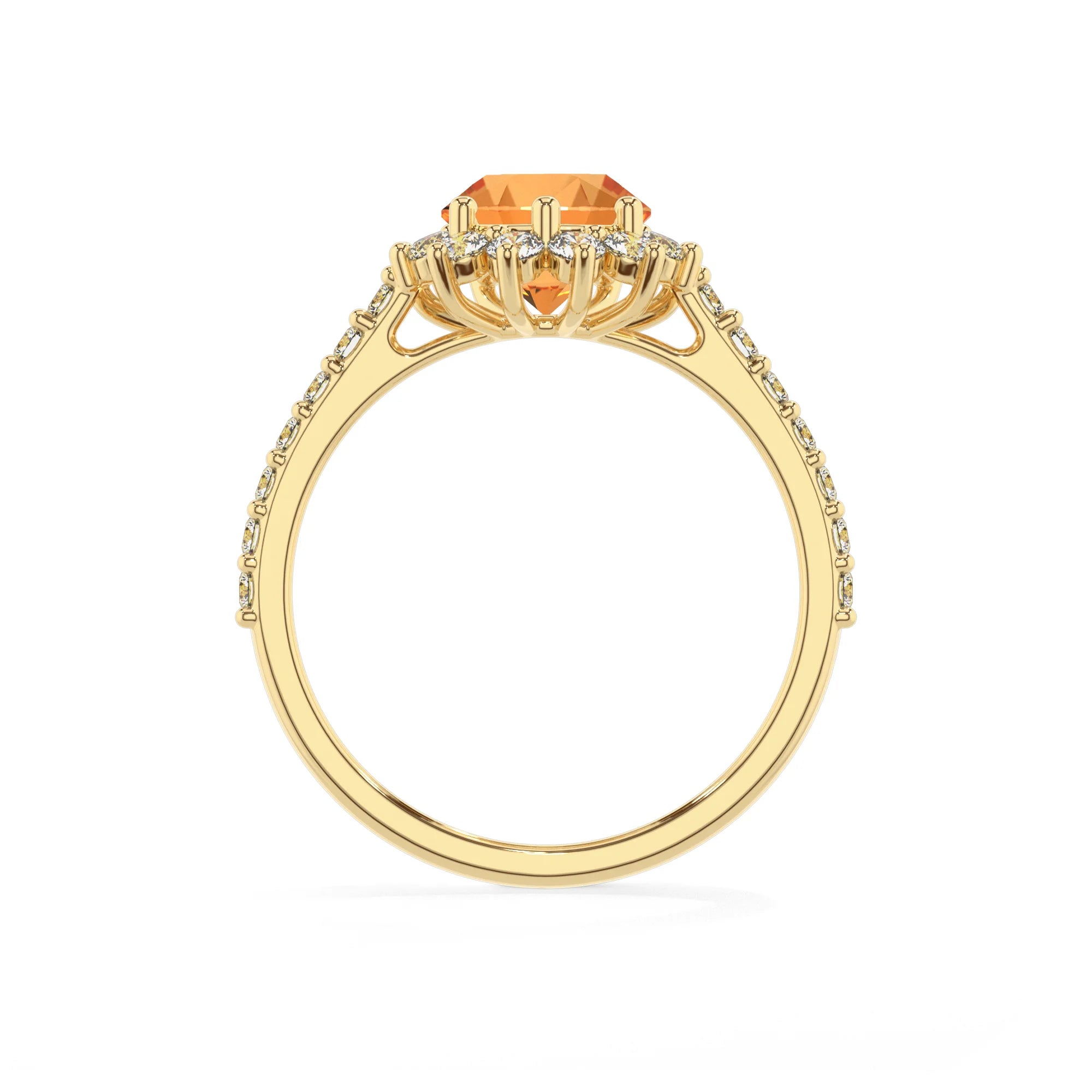 lab grown citrine pear solitaire rings in yellow gold