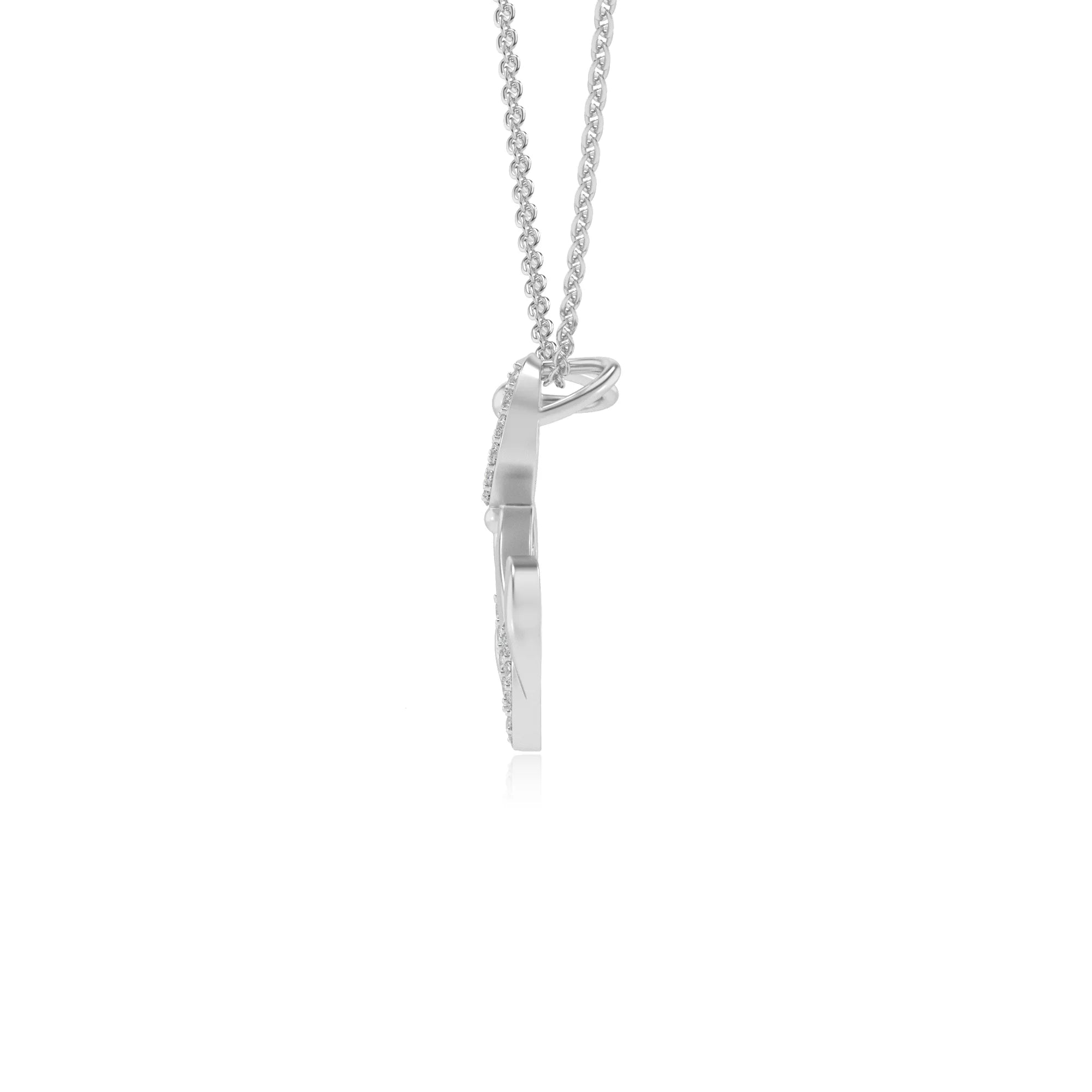 lab grown diamond round necklaces in white gold
