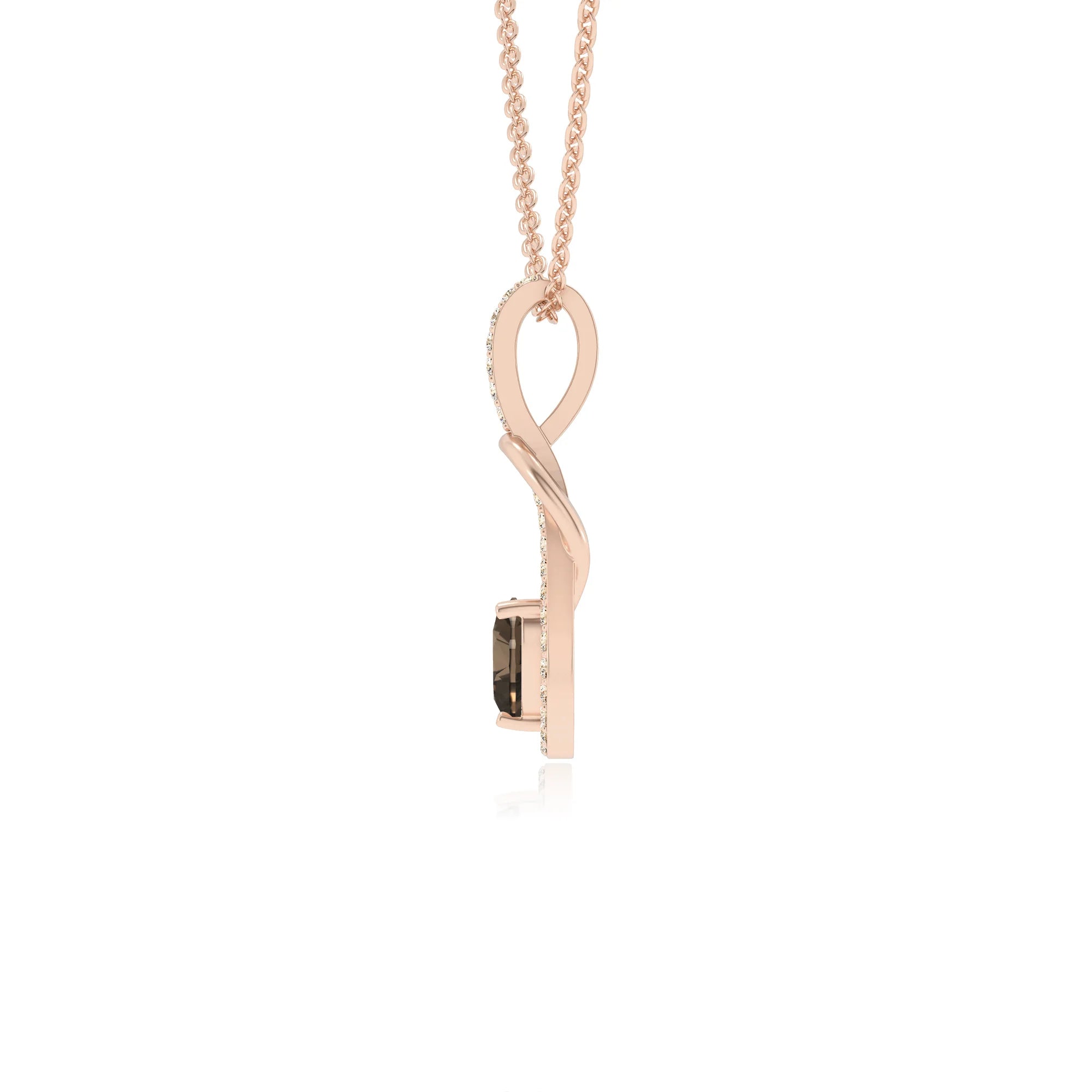 natural smoky-quartz heart infinity  v-bale necklaces in rose gold