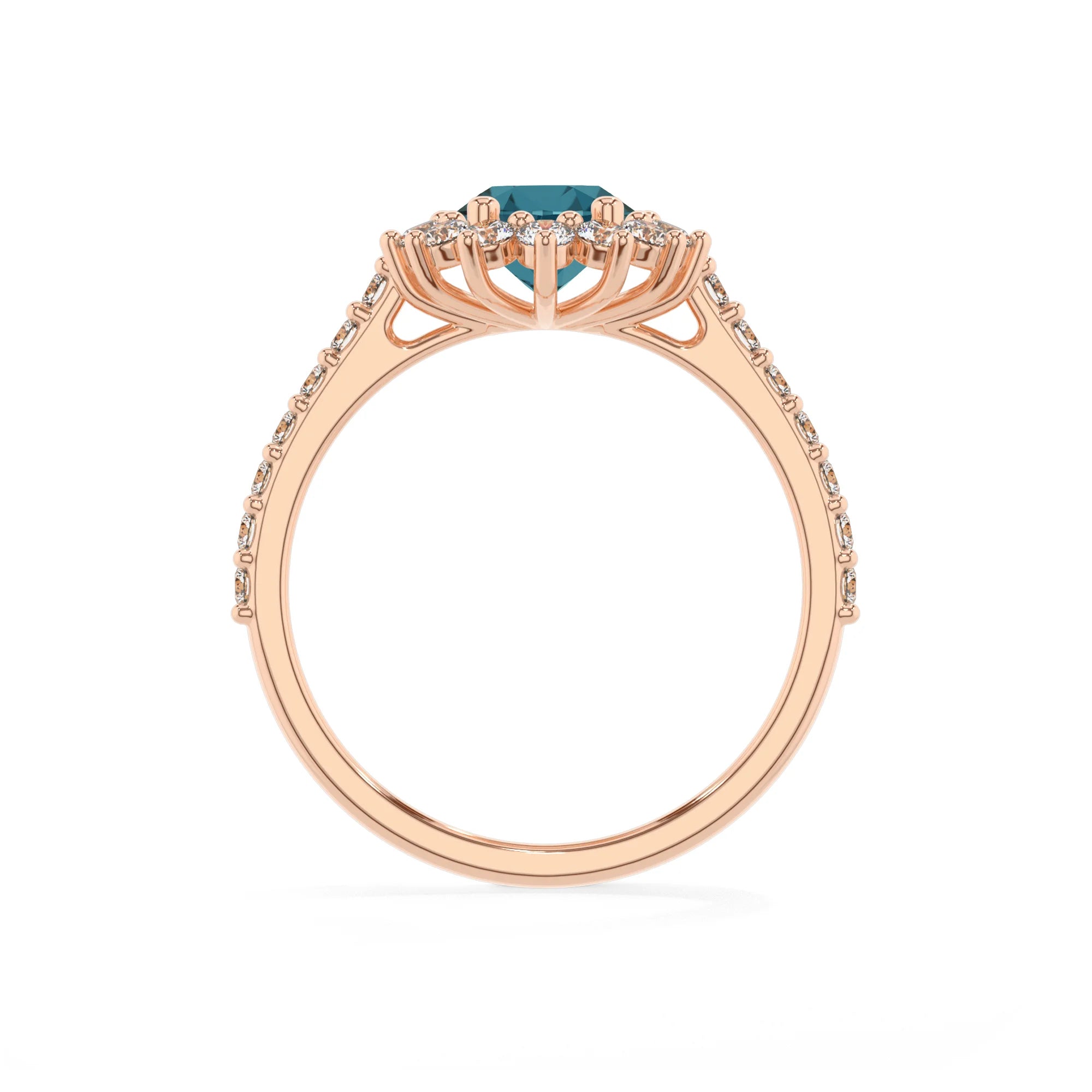 natural london-blue-topaz oval solitaire rings in rose gold