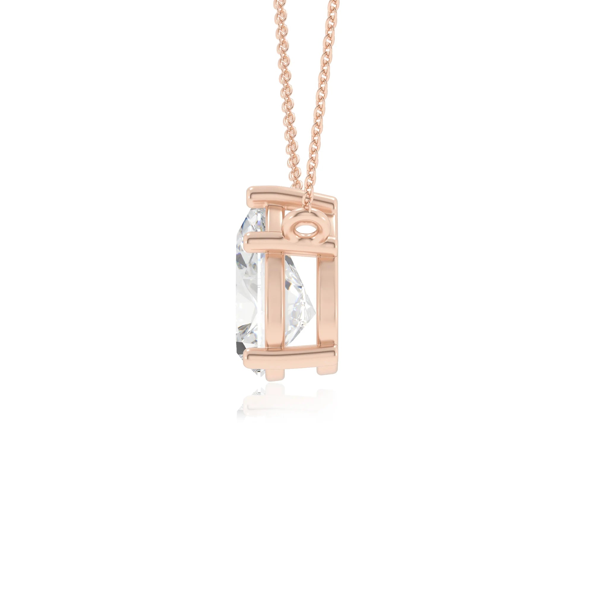 lab grown moissanite pear solitaire necklaces in rose gold