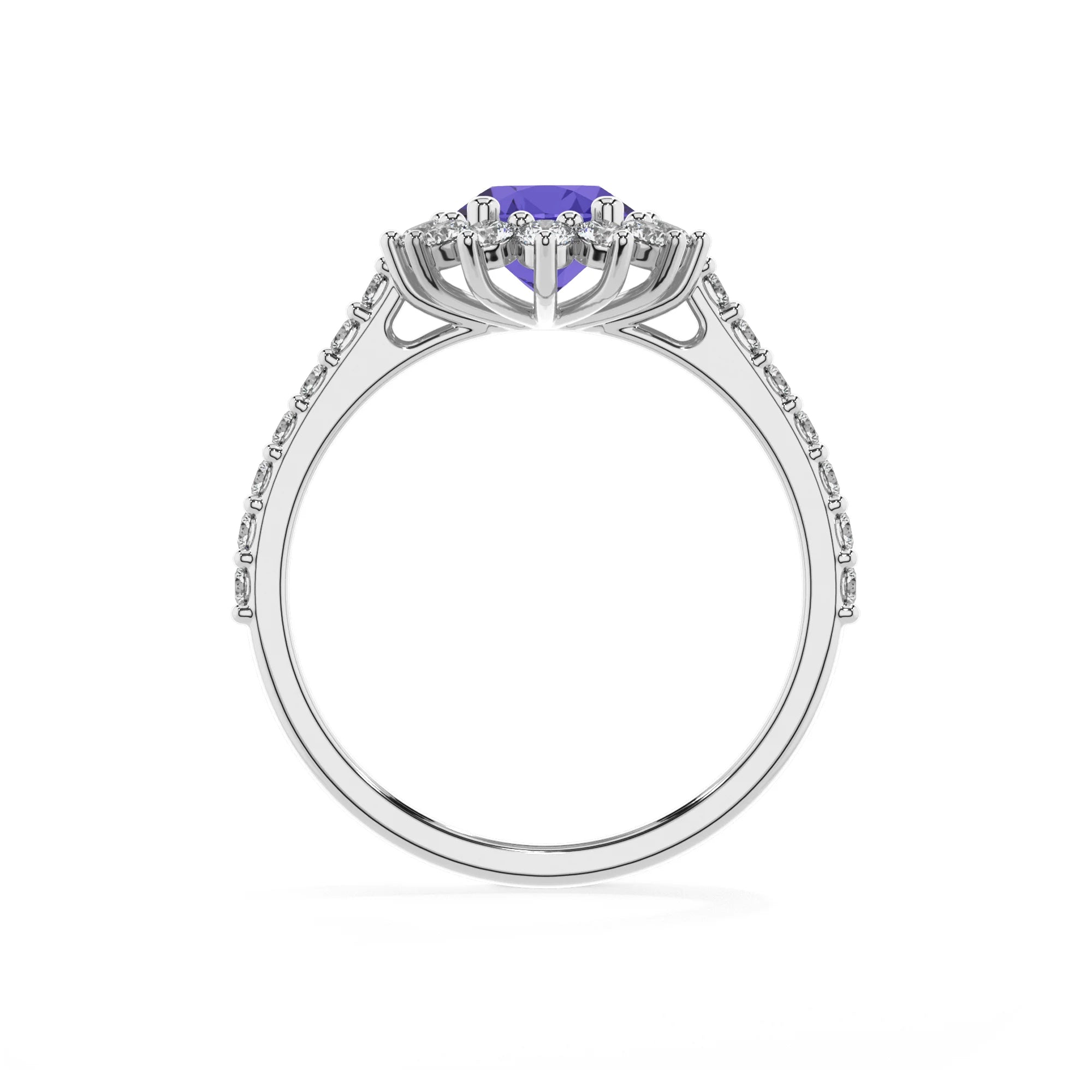 lab grown tanzanite oval solitaire rings in white gold