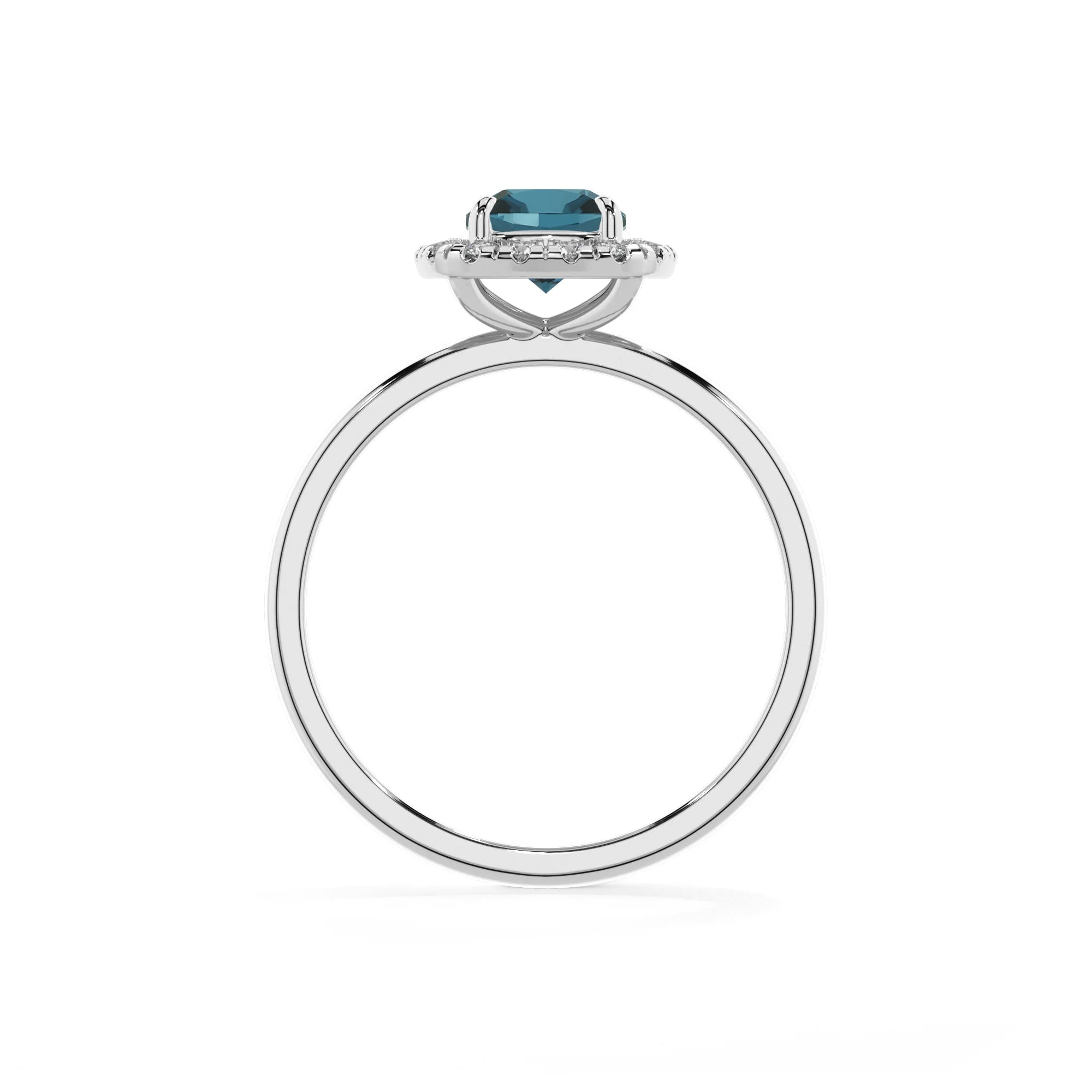 natural london-blue-topaz cushion solitaire rings in white gold