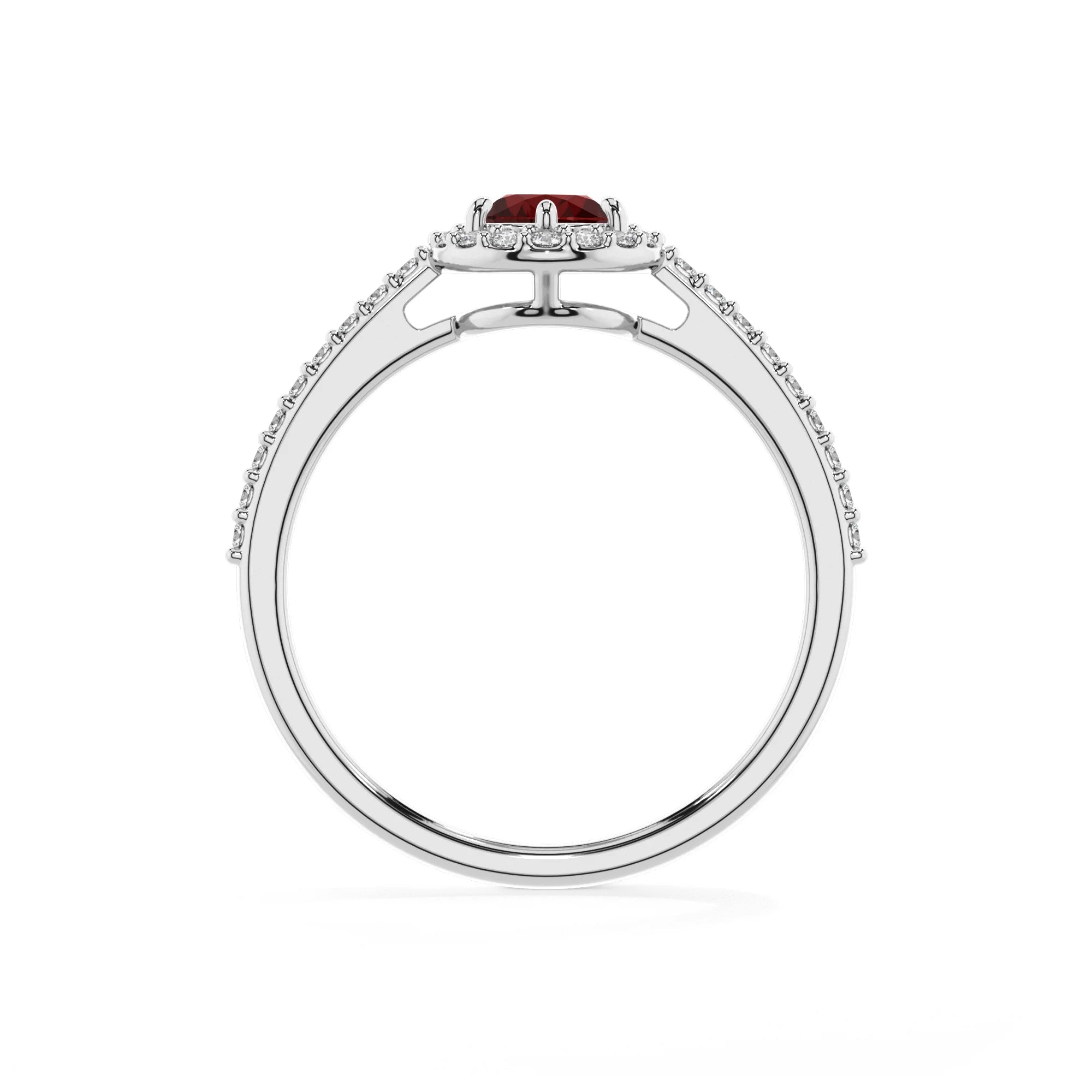 natural garnet pear solitaire rings in white gold