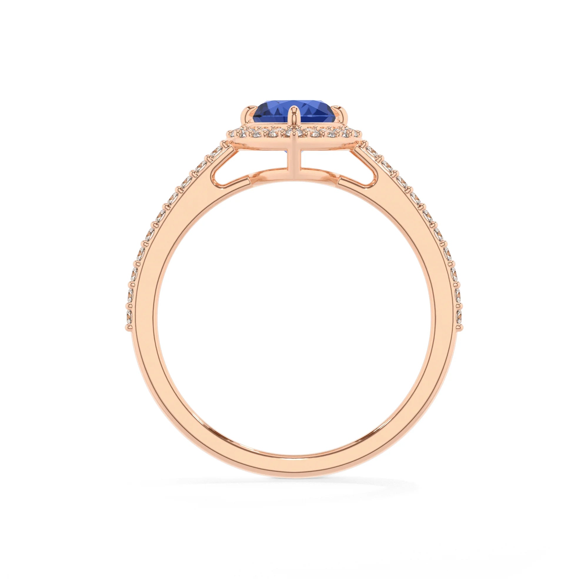 lab grown blue-sapphire heart solitaire rings in rose gold