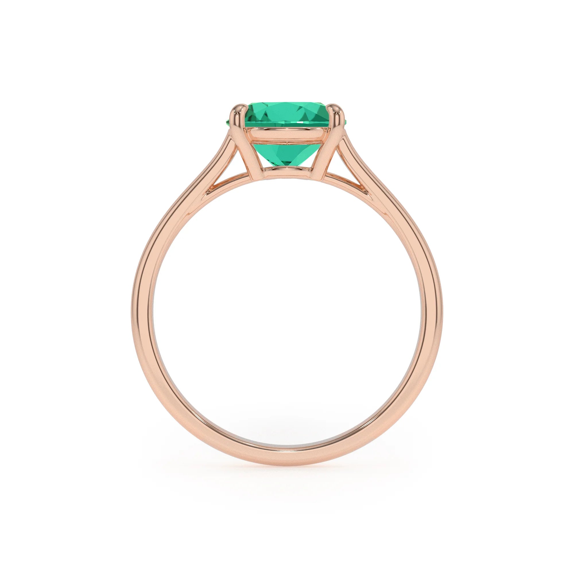 lab grown emerald pear solitaire rings in rose gold