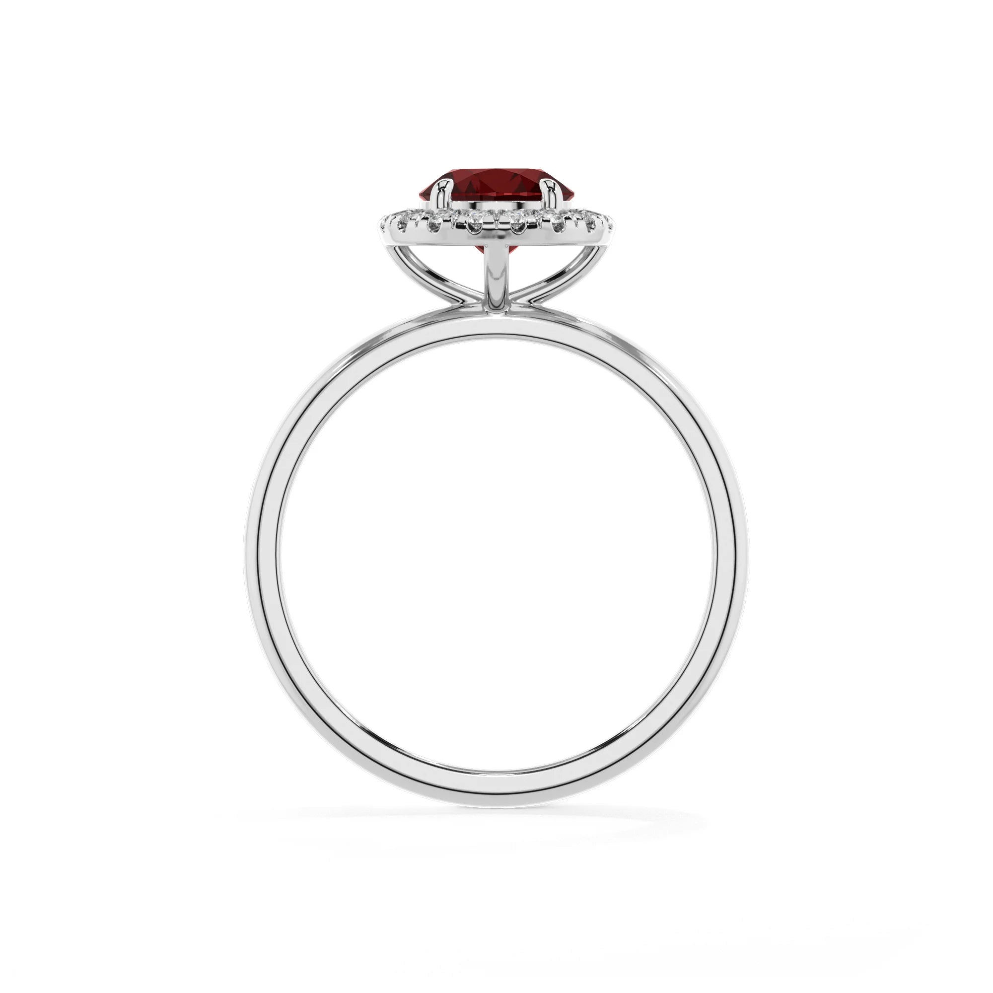 natural garnet round solitaire rings in white gold