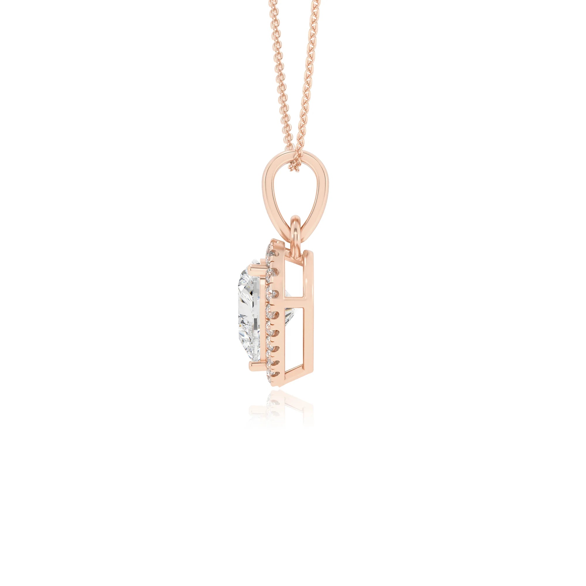 lab grown moissanite heart solitaire necklaces in rose gold