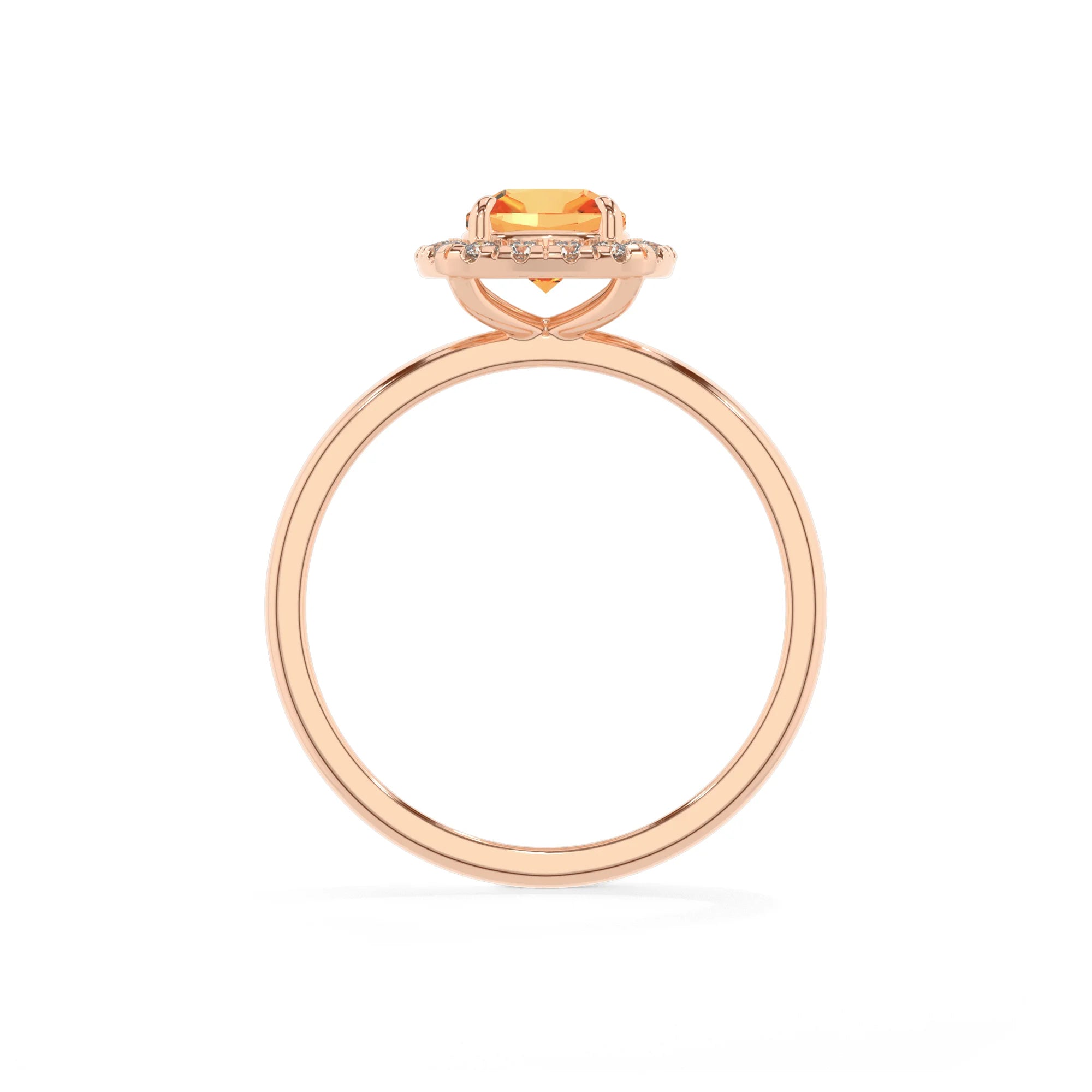 lab grown citrine cushion solitaire rings in rose gold