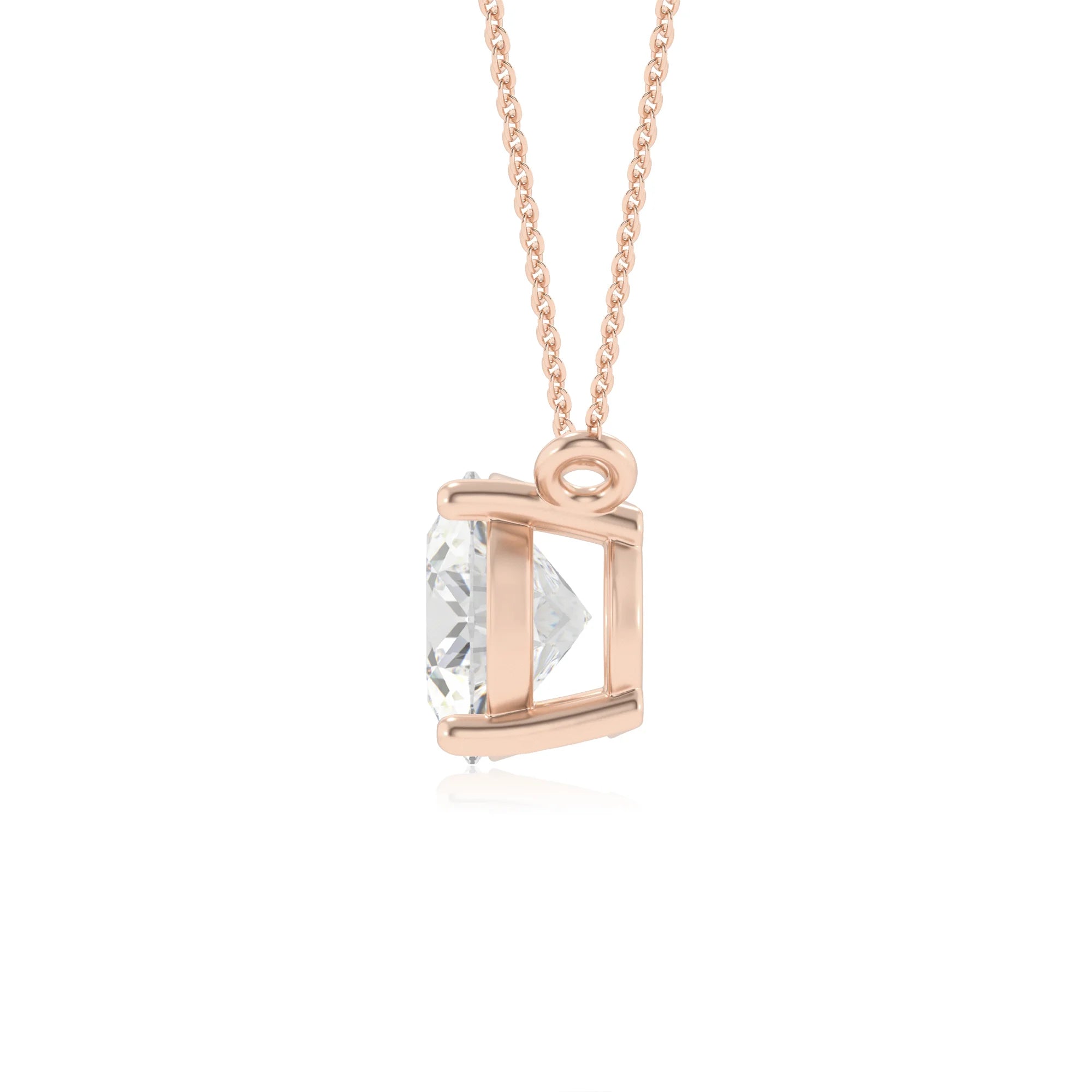 lab grown moissanite oval solitaire necklaces in rose gold