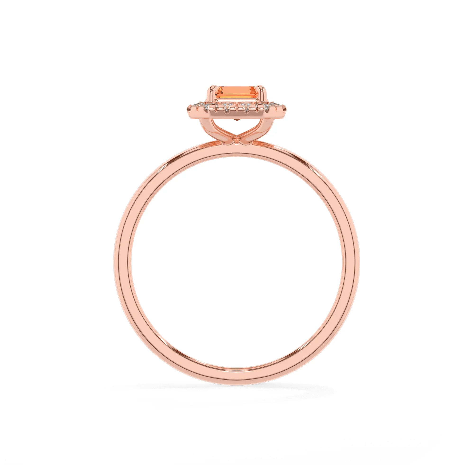 lab grown citrine emerald cut solitaire rings in rose gold