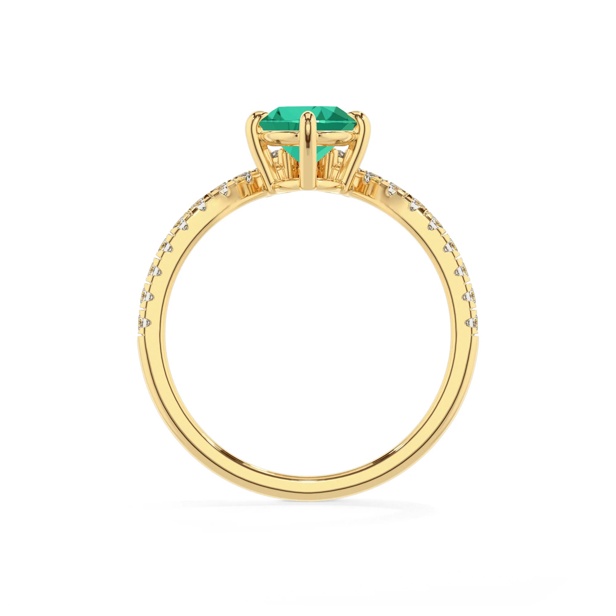 lab grown emerald oval solitaire rings in yellow gold