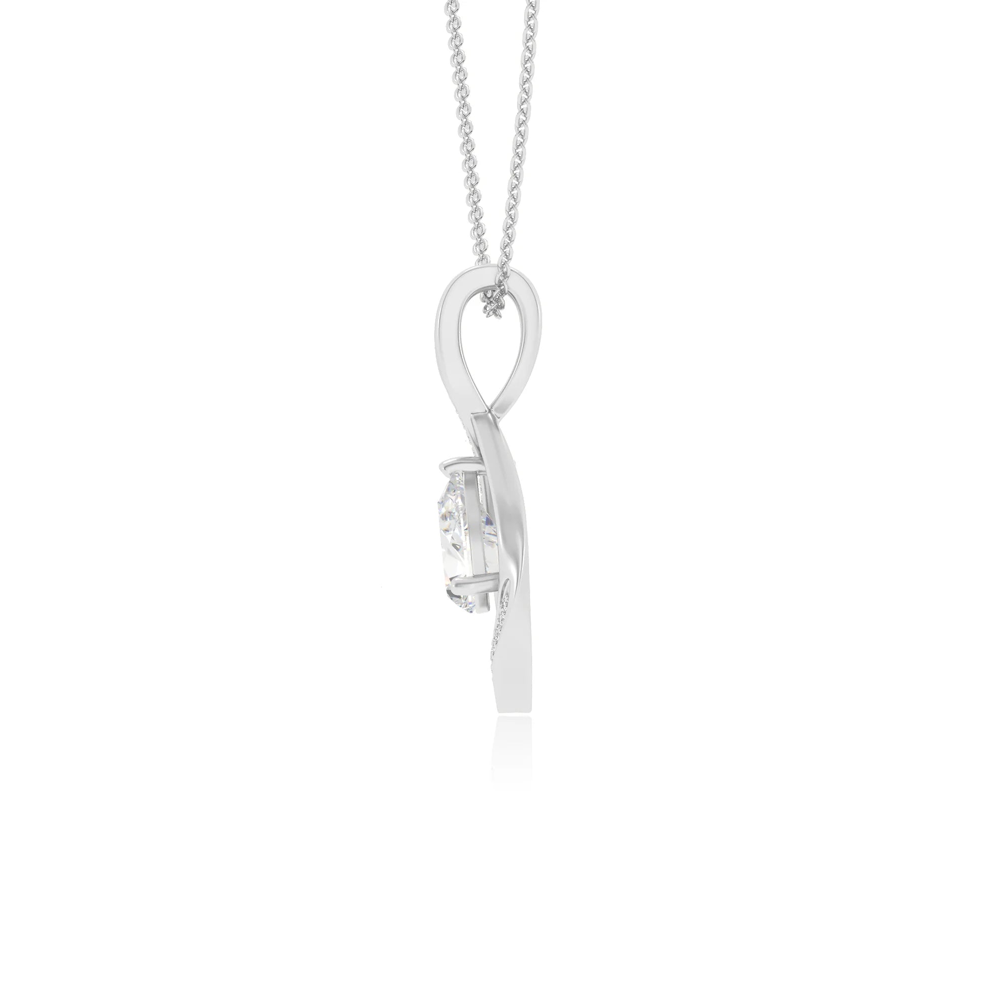 lab grown moissanite pear solitaire necklaces in white gold