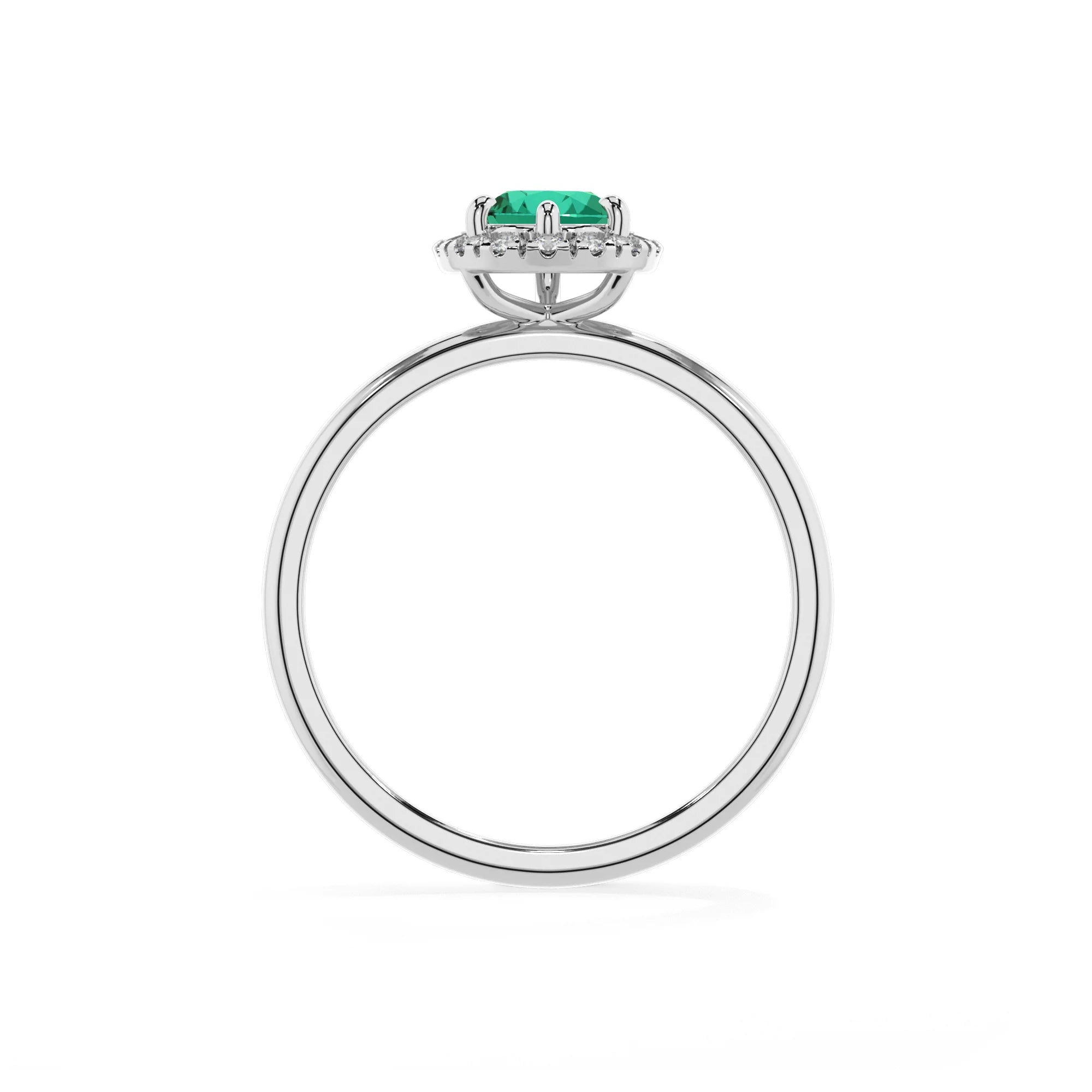 lab grown emerald pear solitaire rings in platinum