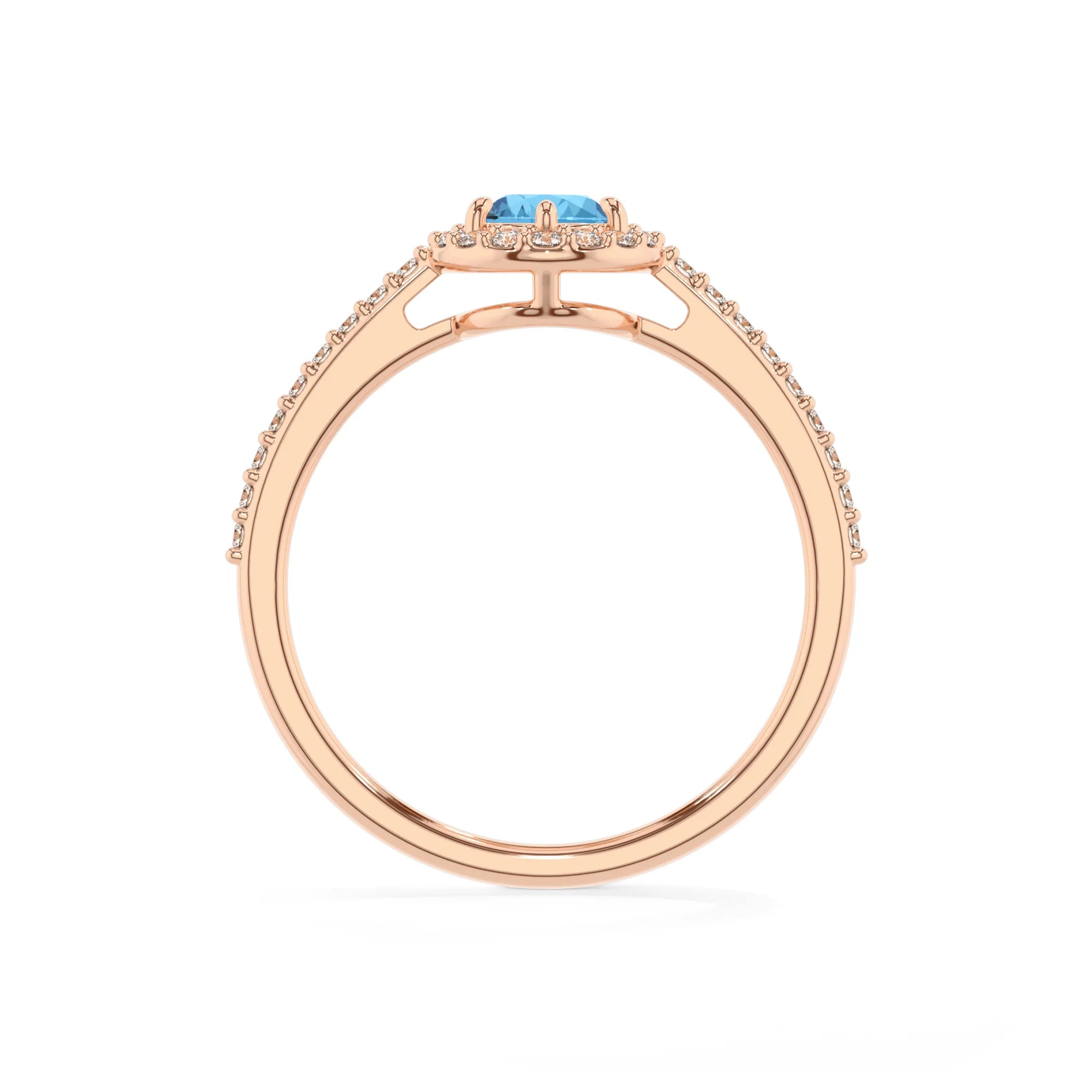 natural swiss-blue-topaz pear solitaire rings in rose gold