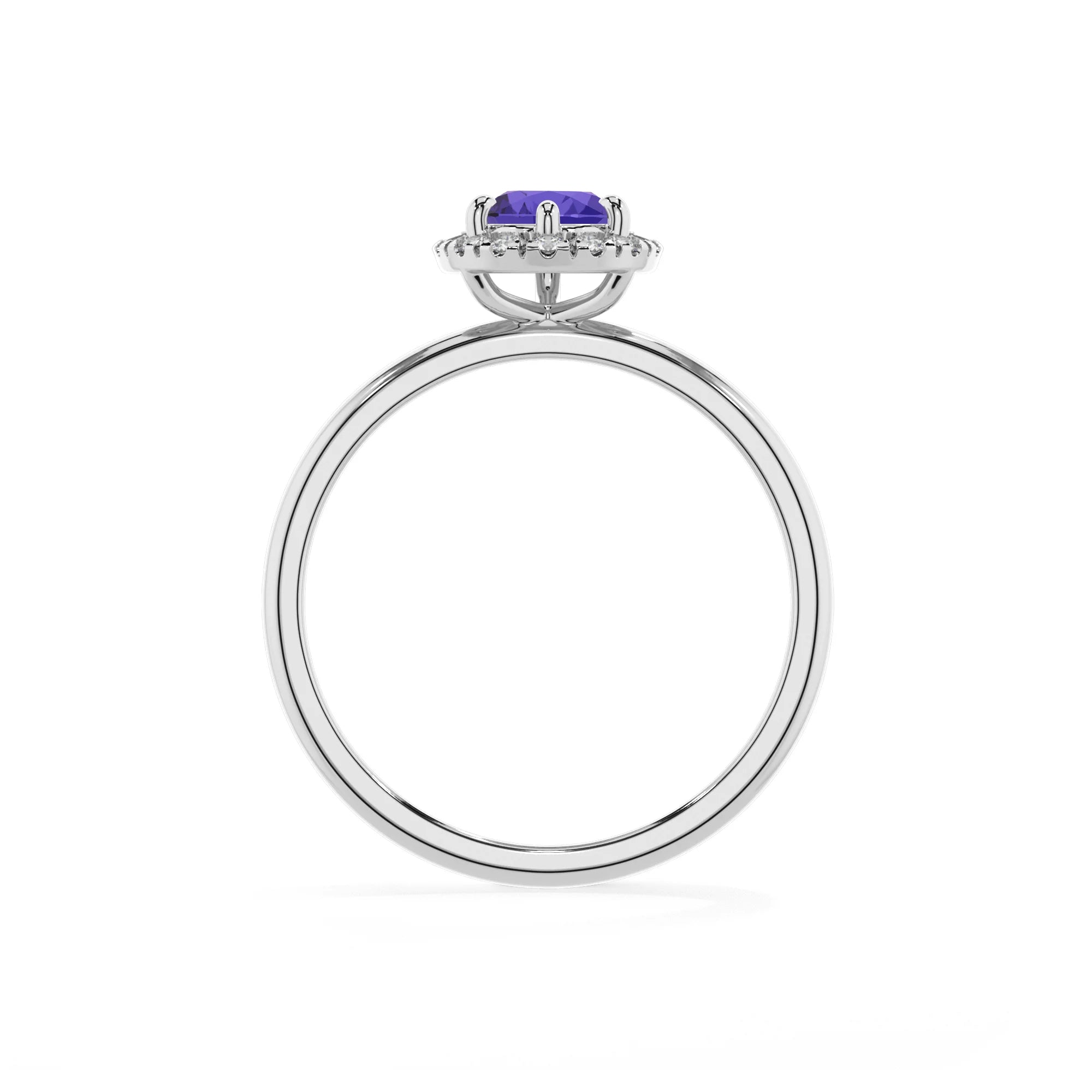 lab grown tanzanite pear solitaire rings in platinum