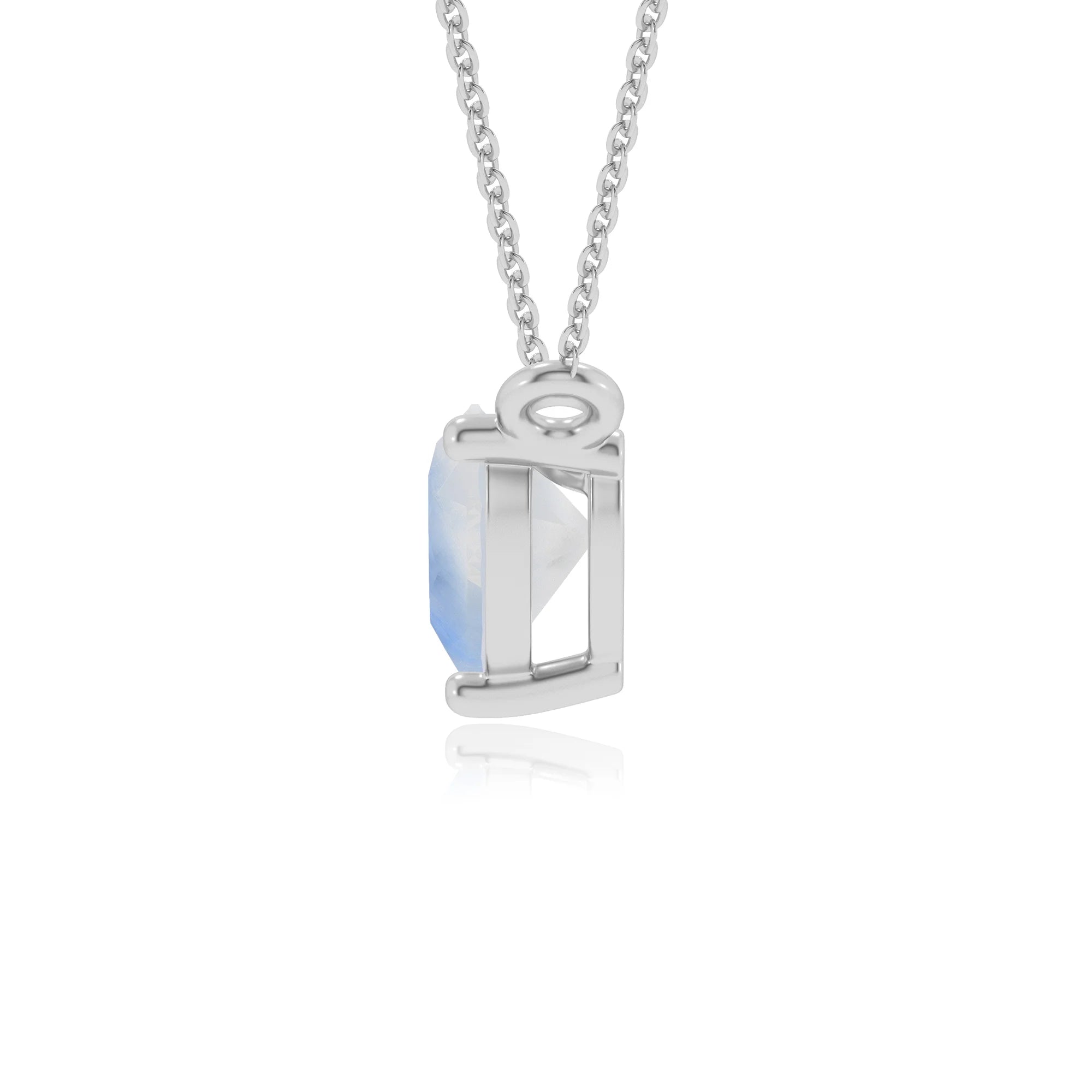 natural rainbow-moonstone heart solitaire necklaces in white gold