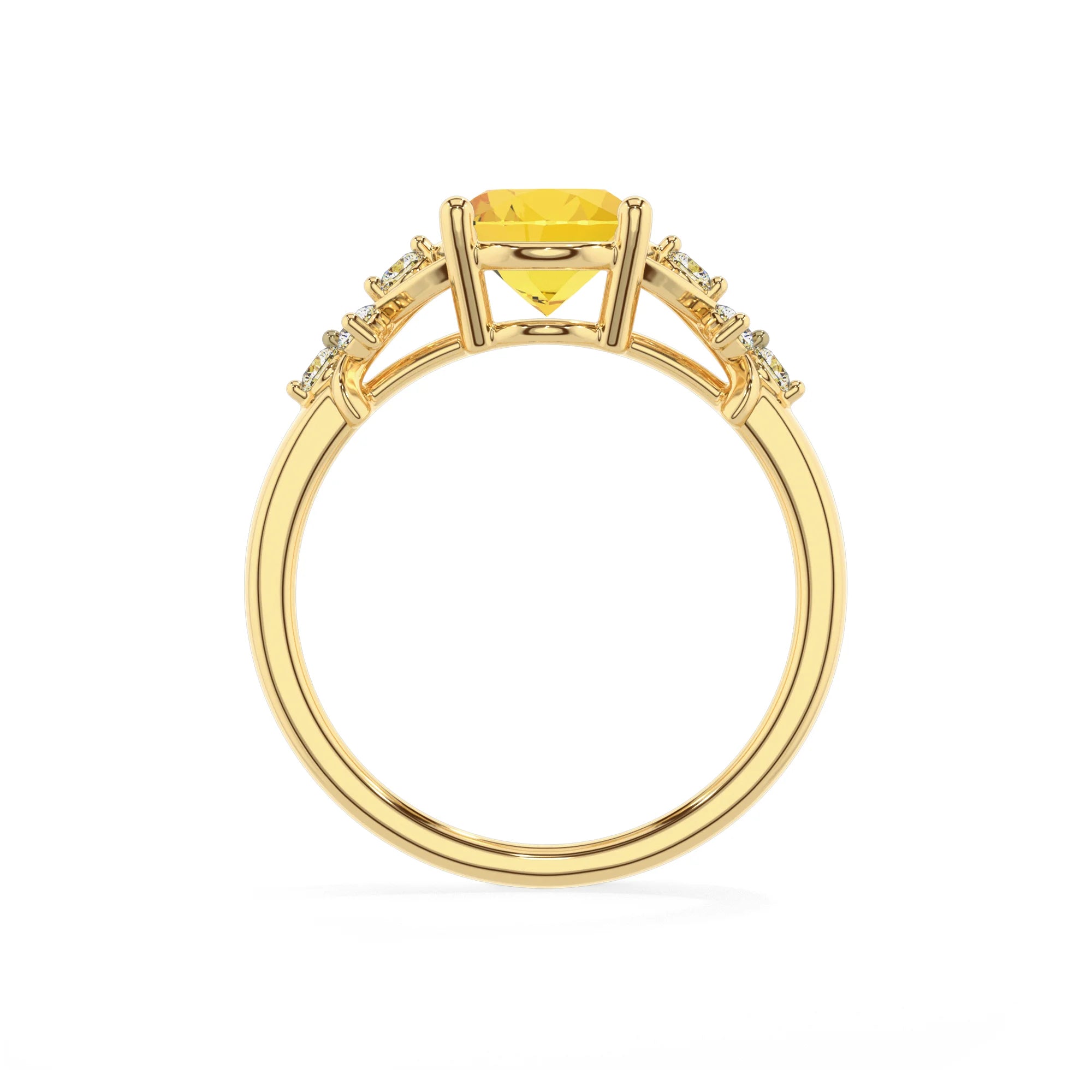 lab grown yellow-sapphire oval solitaire rings in yellow gold