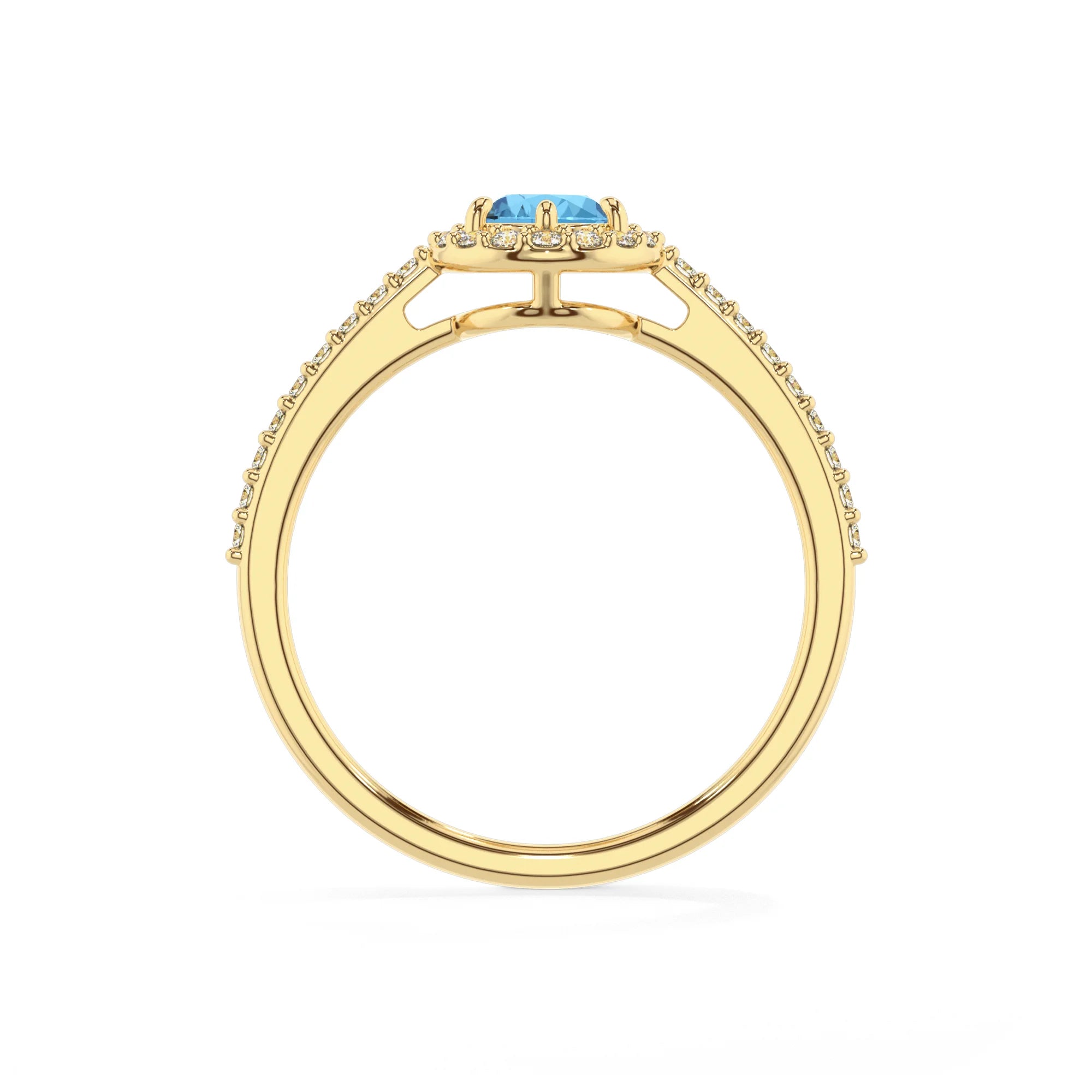 natural swiss-blue-topaz pear solitaire rings in yellow gold
