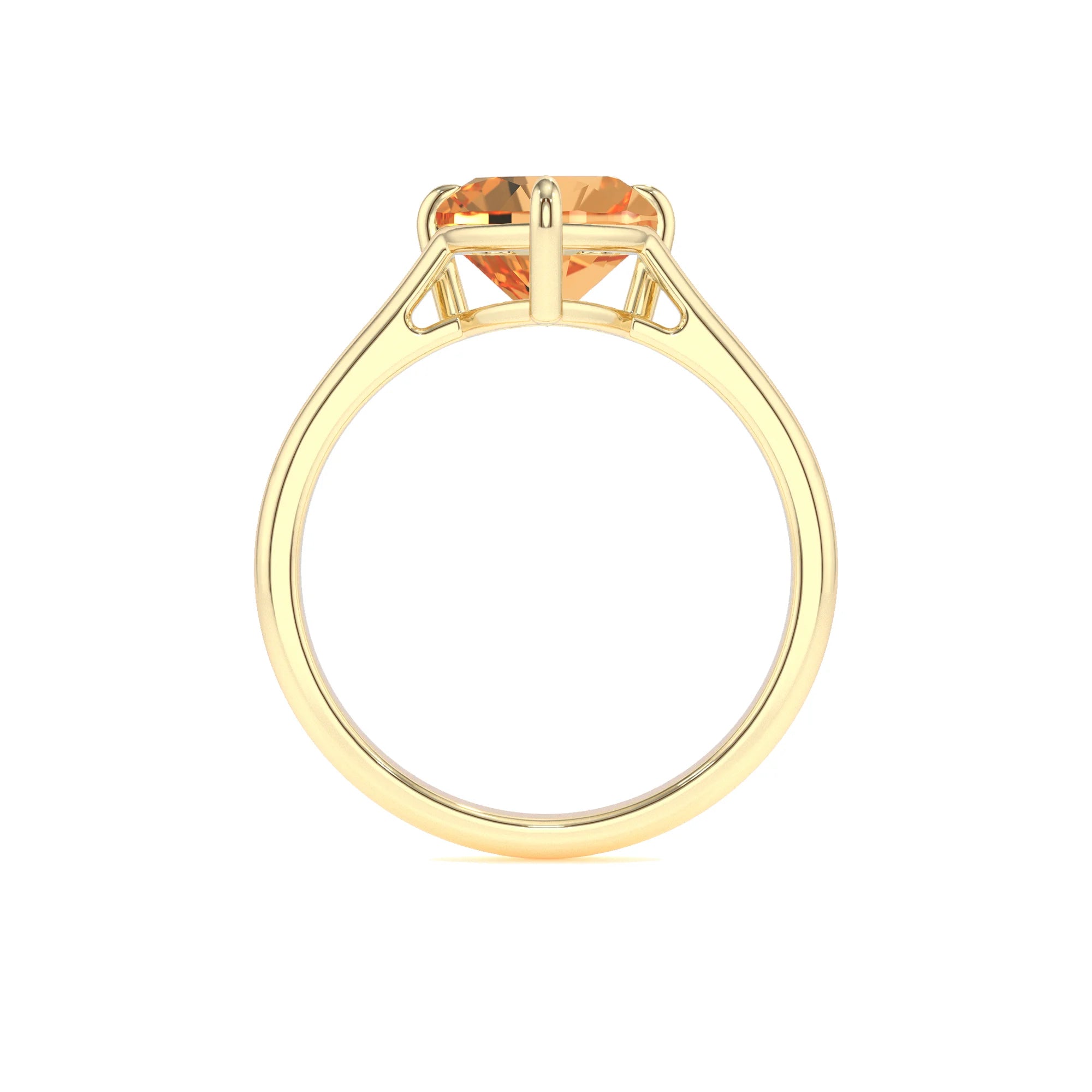 lab grown citrine heart solitaire rings in yellow gold