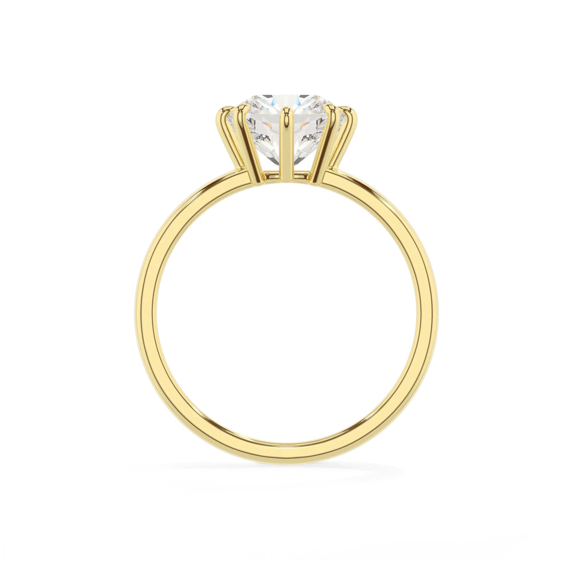 lab grown moissanite cushion solitaire rings in yellow gold