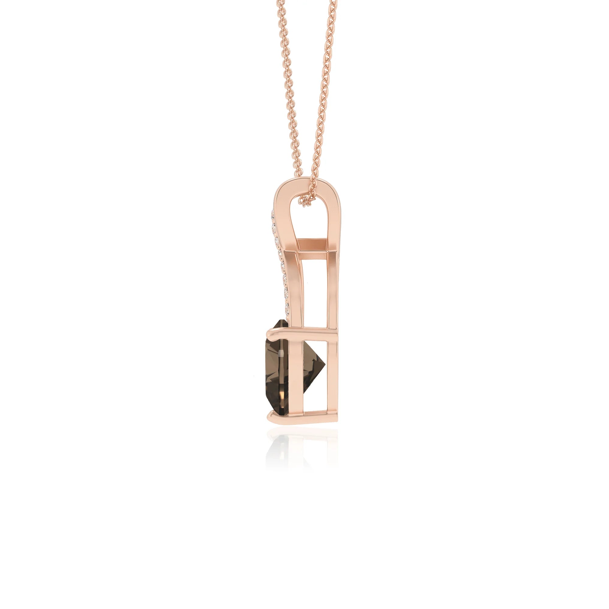 natural smoky-quartz heart solitaire necklaces in rose gold