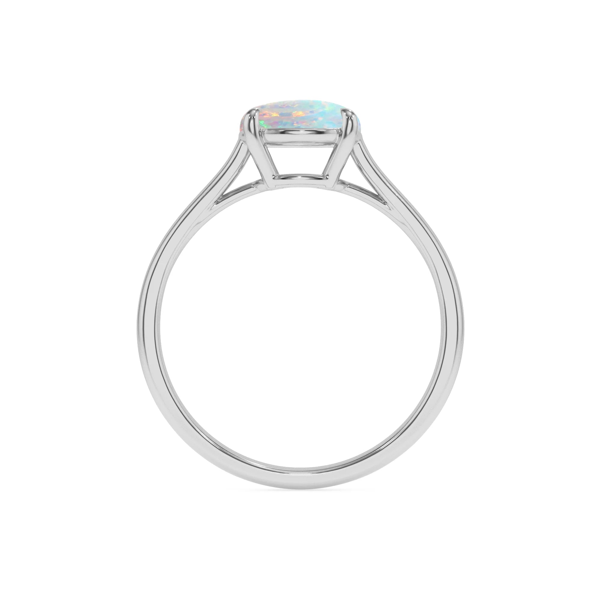 lab grown opal round solitaire rings in sterling silver