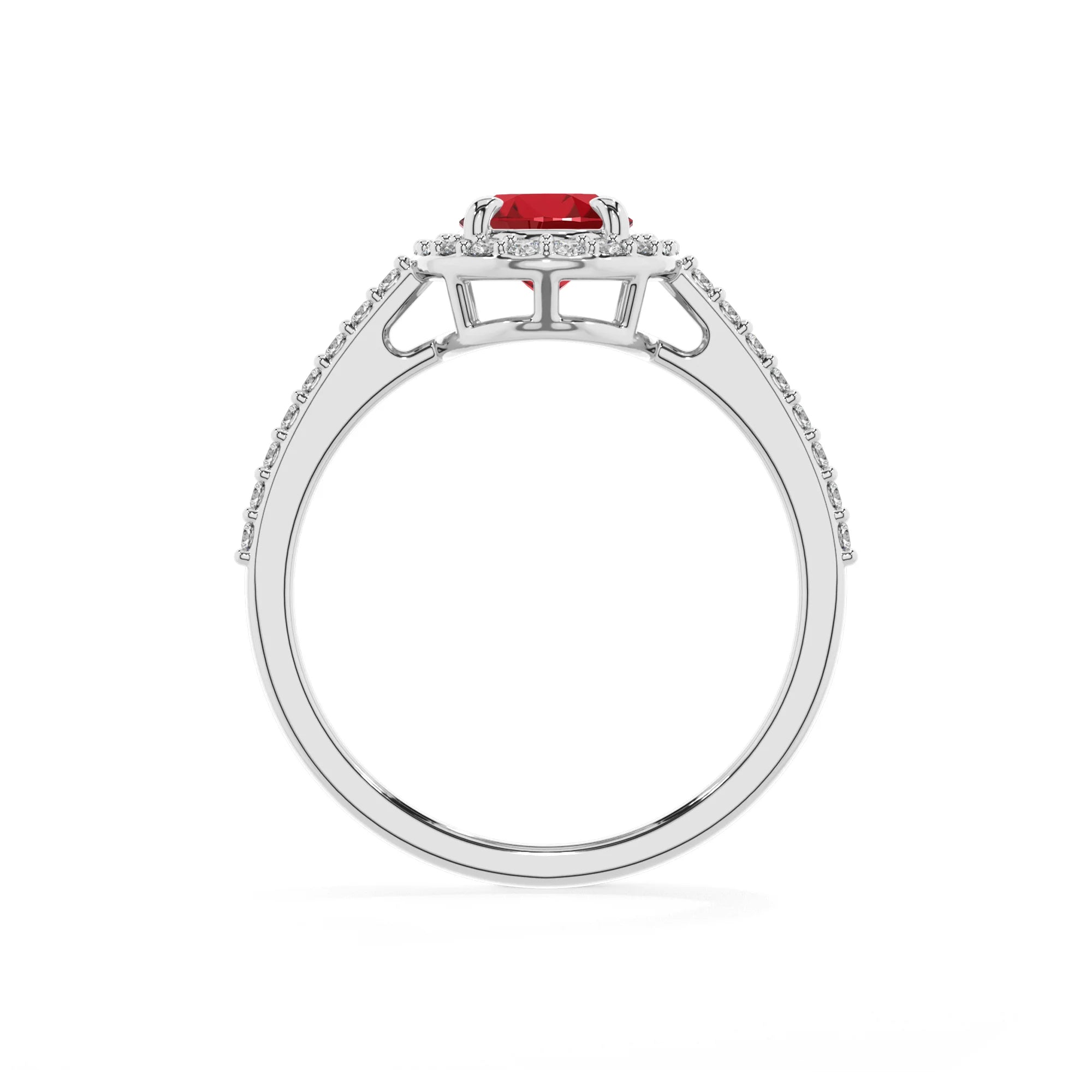 lab grown ruby oval solitaire rings in white gold